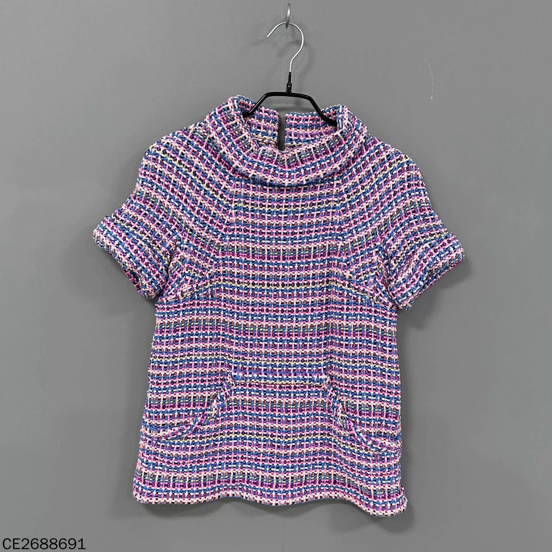 Chanel Chanel women's pink & blue woven short - sleeve top Size XS / US 0-2 / IT 36-38 - 1 Thumbnail