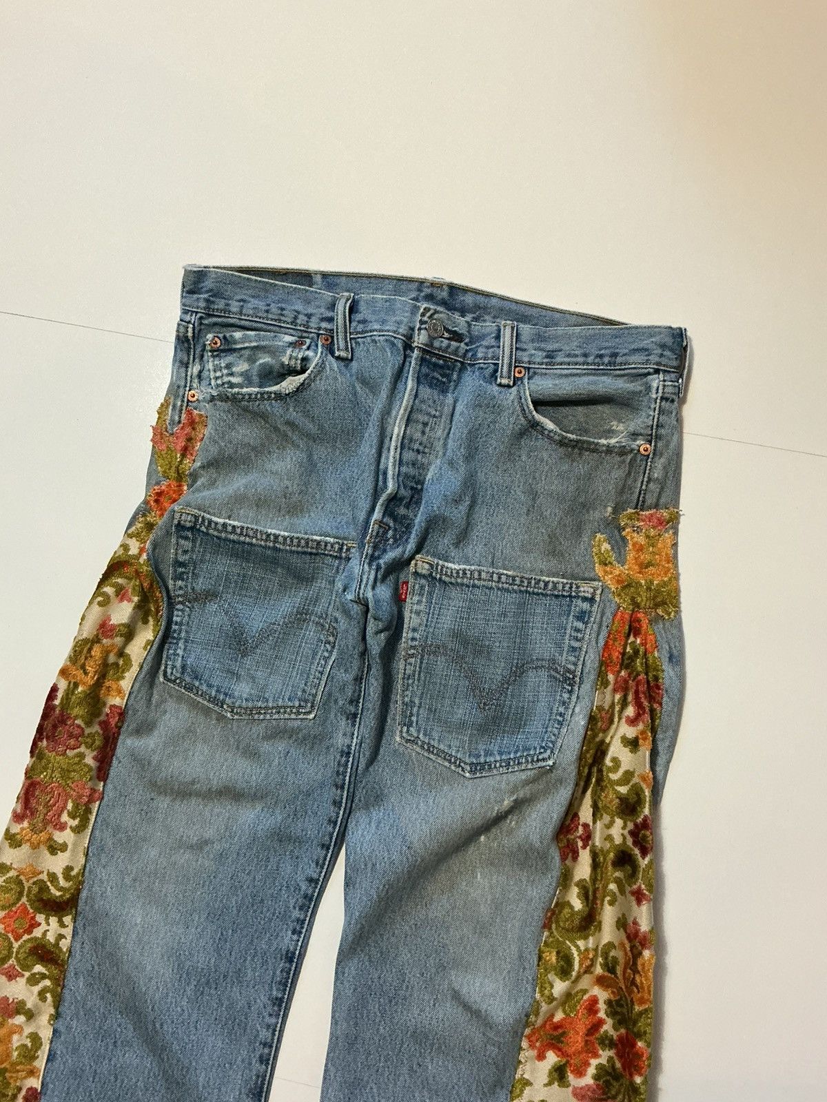 Levi's Vintage Levis Peace & Love Patchwork Flared Denim Jeans Size US 36 / EU 52 - 3 Thumbnail