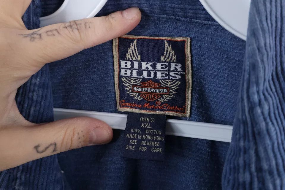 Harley Davidson × Vintage Vintage 90s Harley Davidson Spell Out Corduroy Button Shirt Size US XXL / EU 58 / 5 - 10 Thumbnail