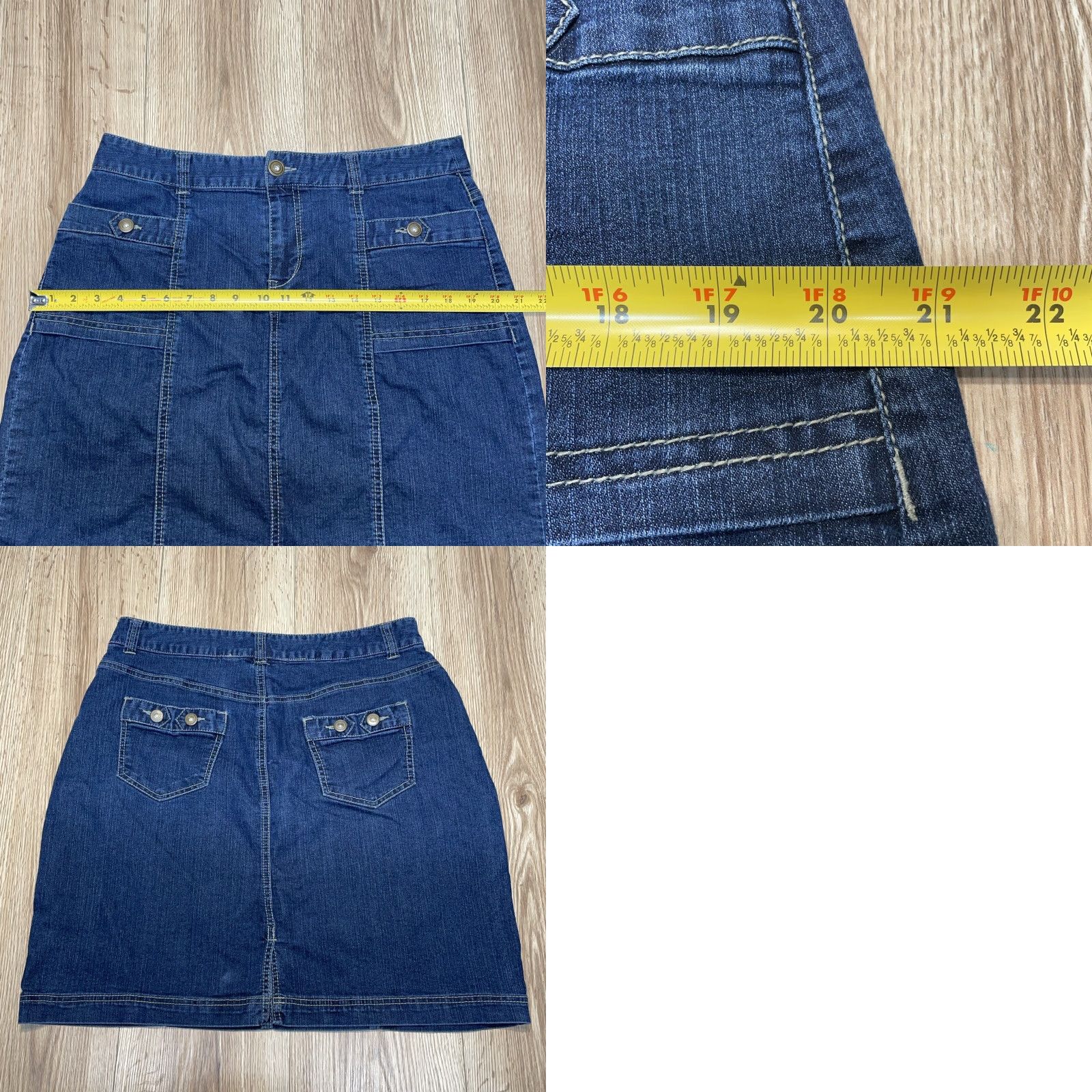 Vintage VINTAGE Christopher & Banks A-Line Skirt Women's Regular Size 12 Blue Denim Short Size 34" / US 12 / IT 48 - 8 Thumbnail