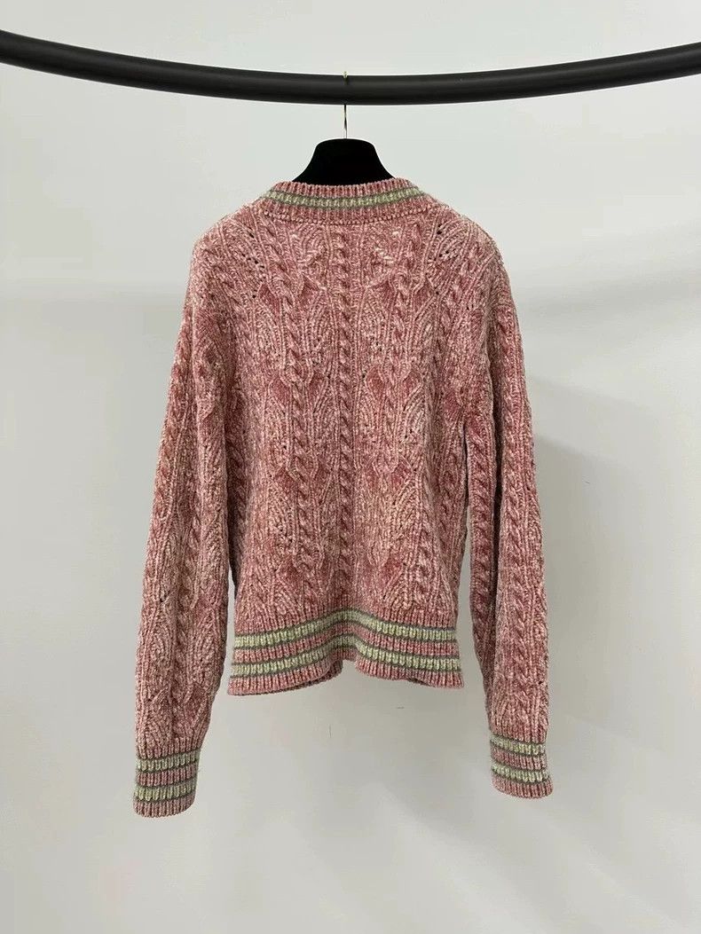 Chanel Chanel 22B pink V-neck velvet knit sweater Size XXS / US 00 / IT 34 - 2 Thumbnail
