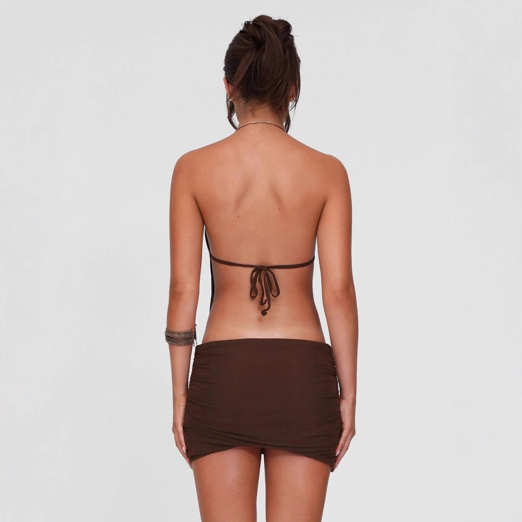 Other Metal Ring Halter Sexy Backless Lace Up Dress Size L / US 10 / IT 46 - 4 Thumbnail