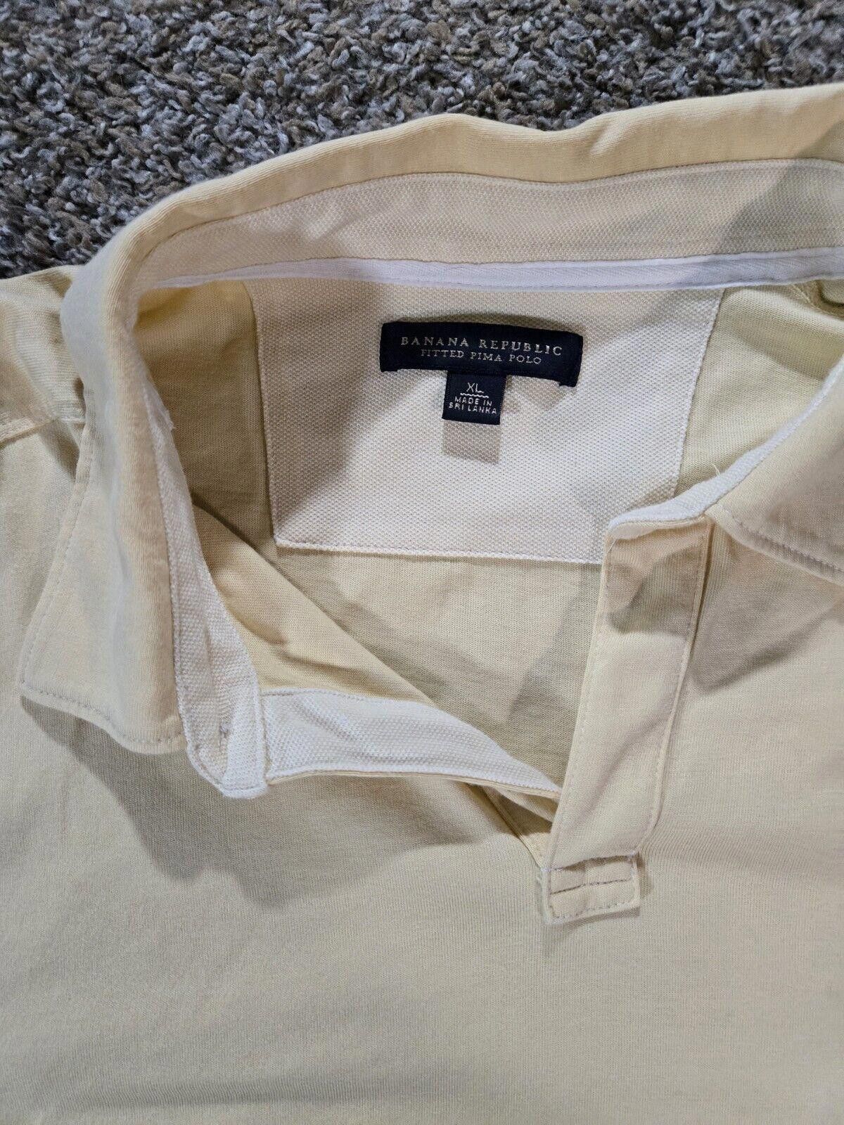 Banana Republic Banana Republic Yellow Fitted Pima Polo Size XL Size US XL / EU 56 / 4 - 5 Thumbnail