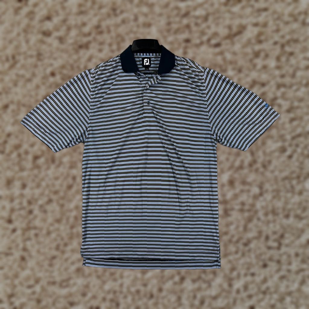 Footjoy FootJoy Polo Shirt Mens M Blue Stripe Polo Shirt Golf Golfers Polyester Blend Size US M / EU 48-50 / 2 - 1 Thumbnail