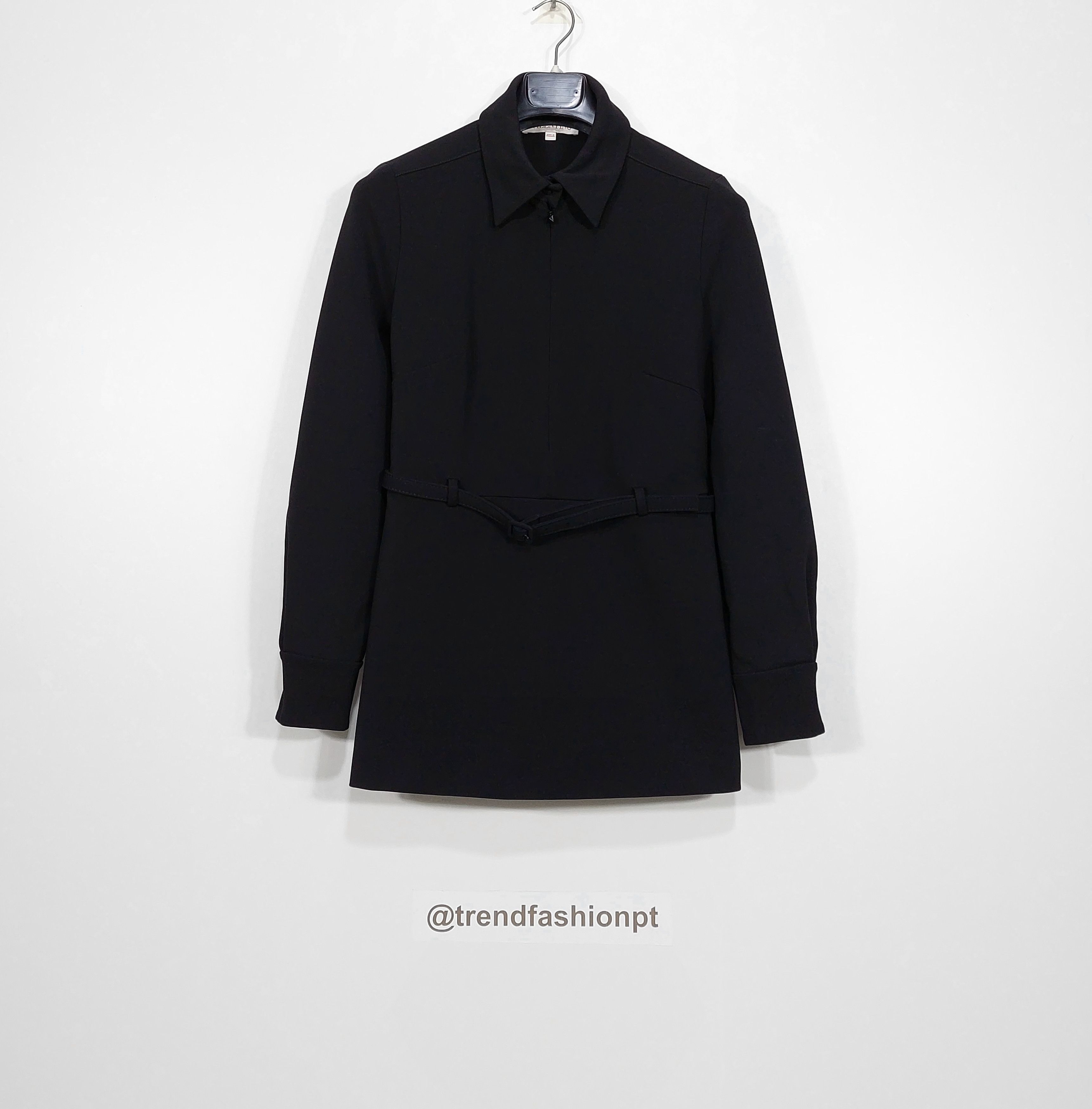 RED Valentino belted viscose half zip LS mini dress - black 44 Size M / US 6-8 / IT 42-44 - 1 Thumbnail