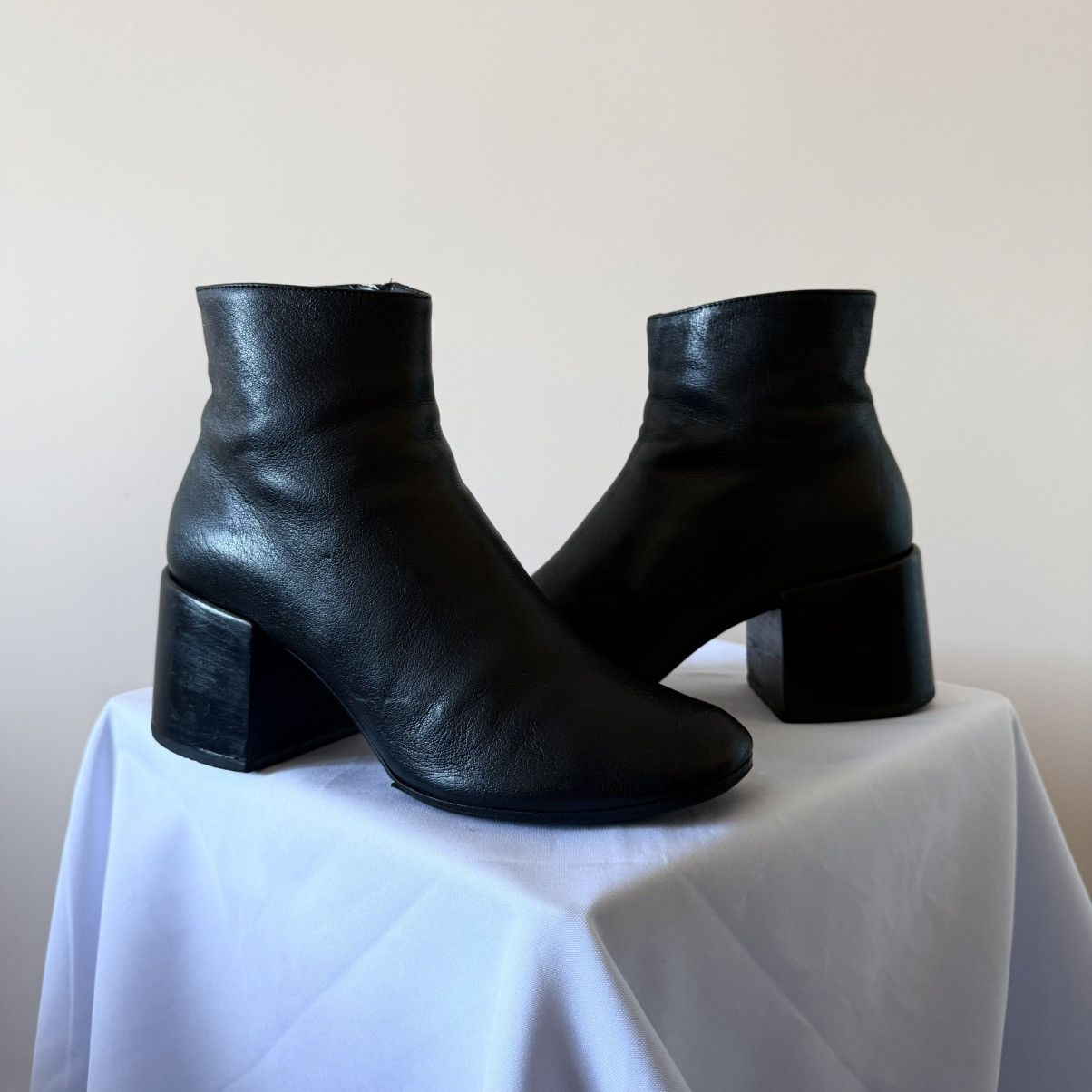 Maison Margiela Maison Margiela MM6 Leather Ankle Black Heels Boots Size US 10 / IT 40 - 1 Thumbnail