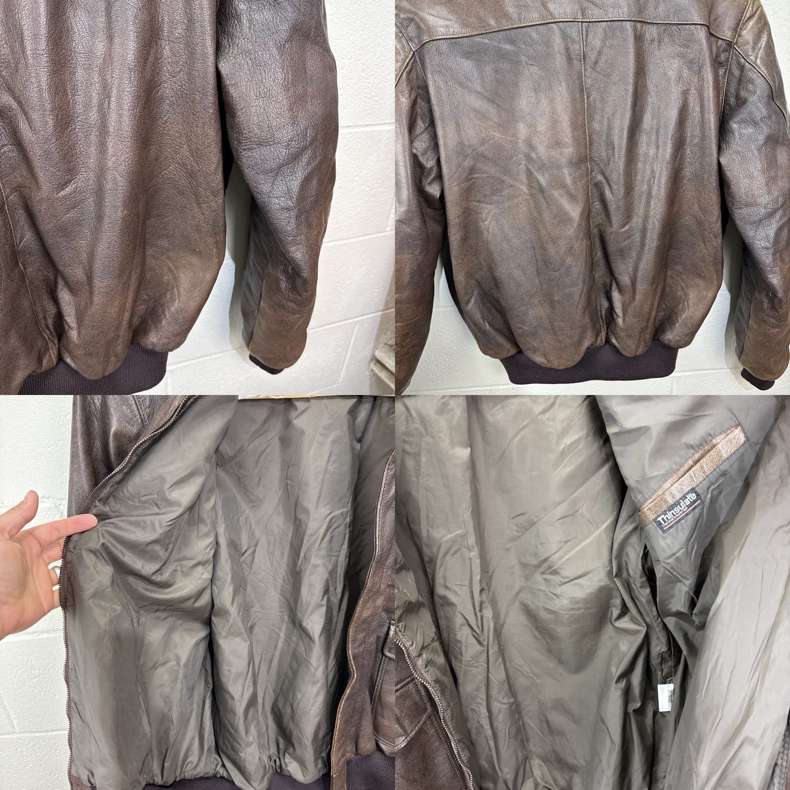Vintage VINTAGE LL Bean Bomber Jacket Brown Leather Goatskin Wool Trim USA Aviator Size 46 Men Size US S / EU 44-46 / 1 - 10 Thumbnail