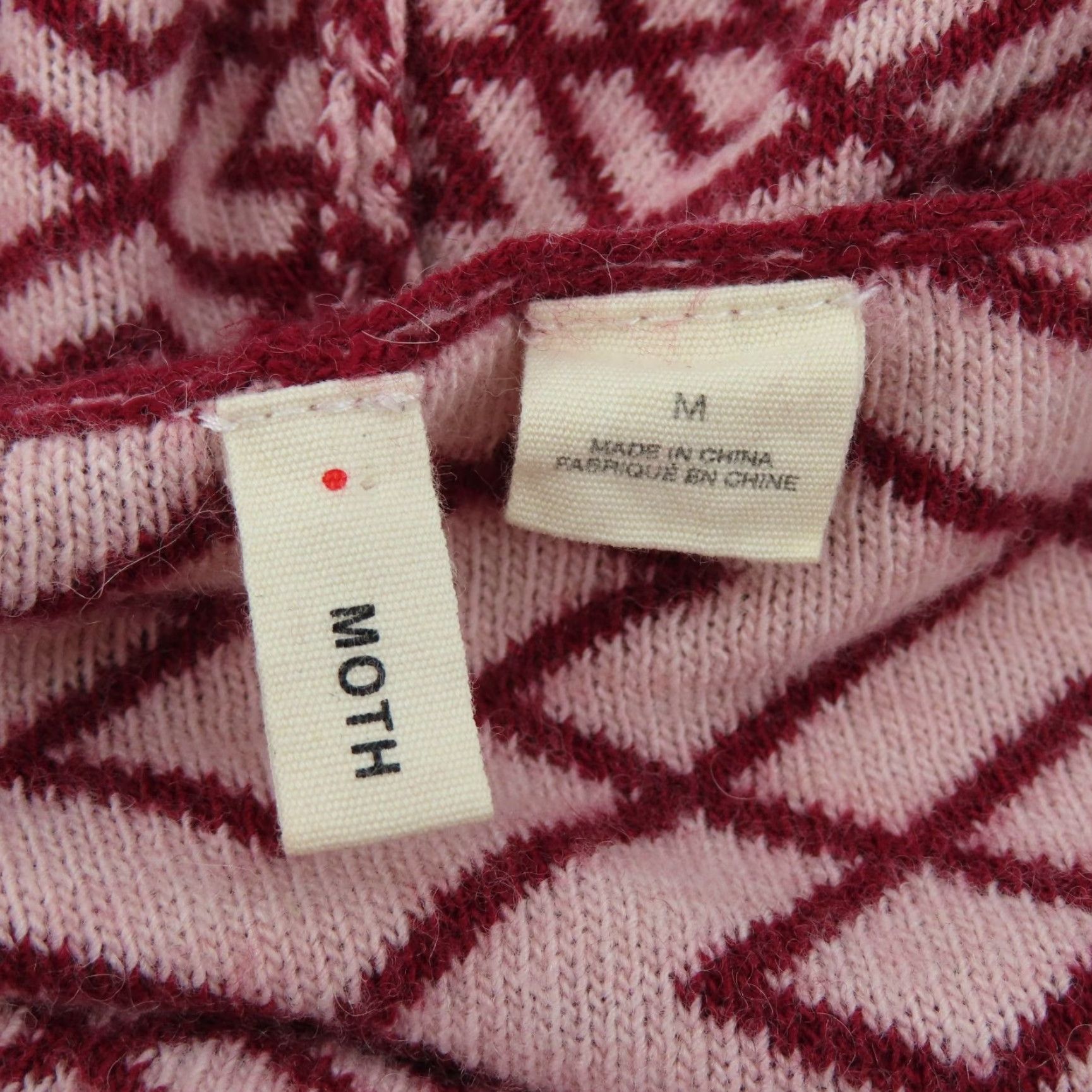 Anthropologie Moth Womens Medium Red Geometric Knit Pullover Sweater Long Sleeve Cowl Neck Shirt Top Size M / US 6-8 / IT 42-44 - 6 Thumbnail