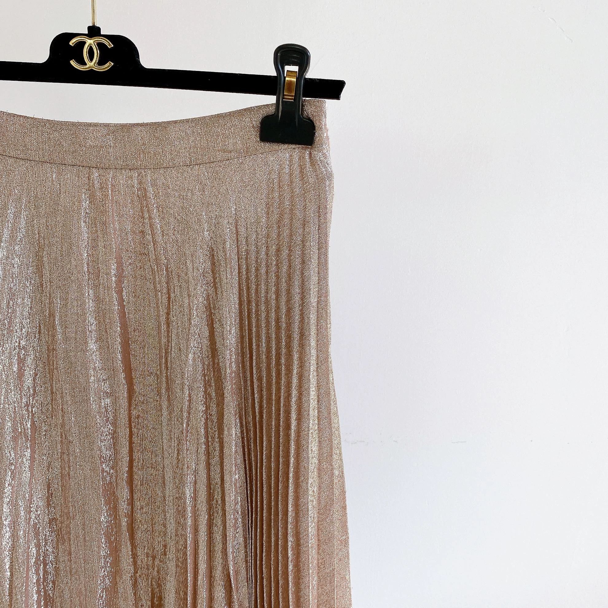 Celine Celine Women's Pink Silver-Threaded Pleated Skirt 36 Size 25" / US 0 / IT 36 - 4 Thumbnail