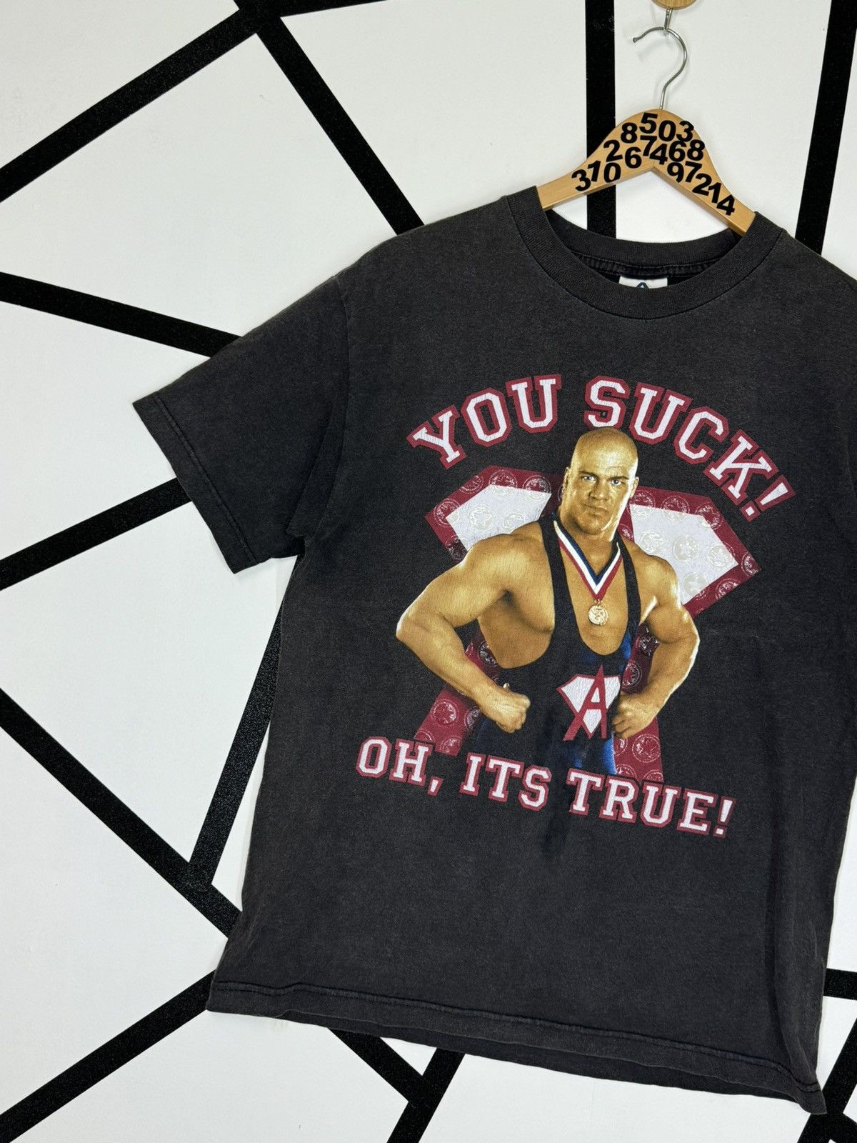 Vintage VINTAGE 2002 KURT ANGLE YOU SUCK OH, ITS TRUE FADED T-SHIRT Size US M / EU 48-50 / 2 - 3 Thumbnail