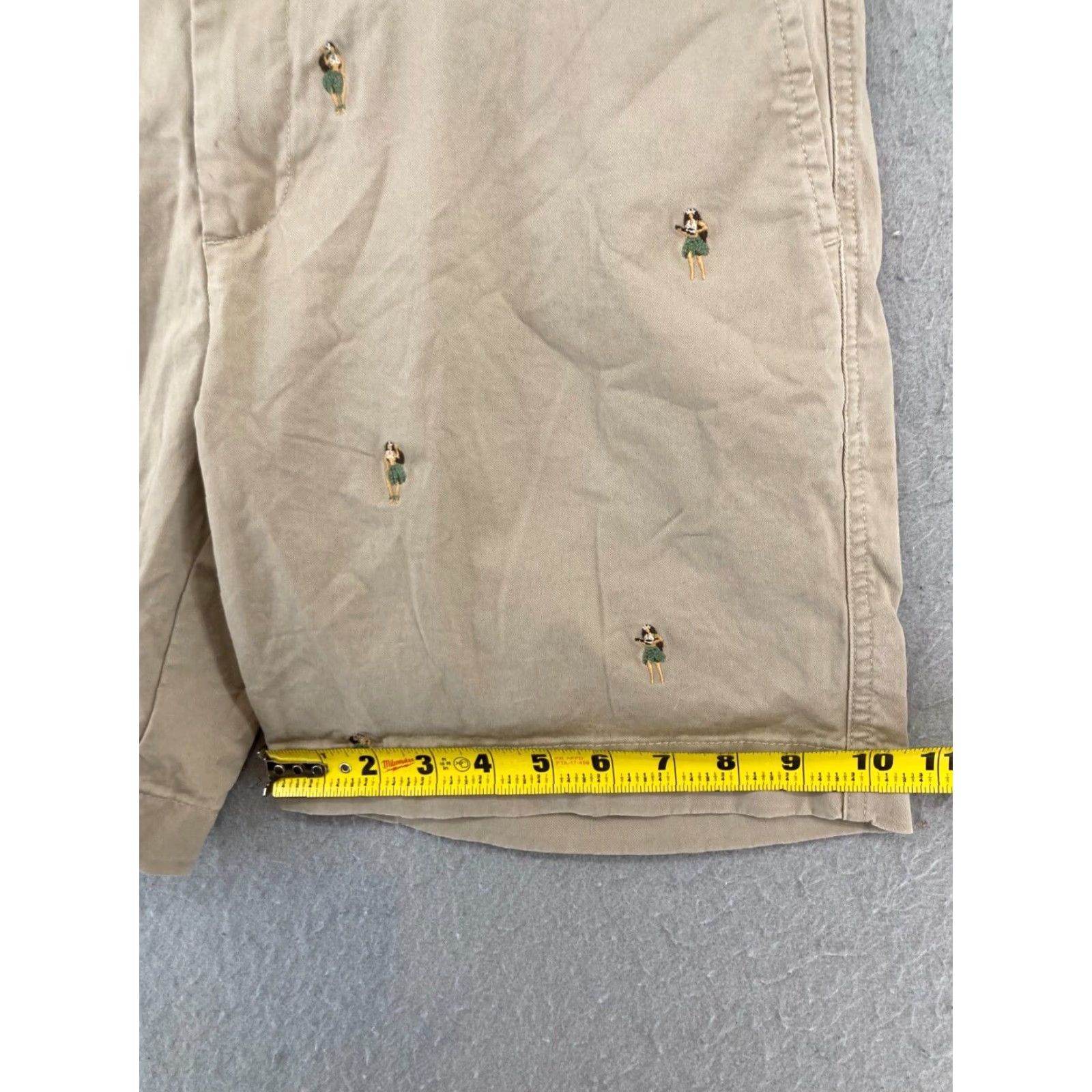 Cremieux Cremieux Men's Shorts 34 Khaki Chino Casual Flat Front Embroidered Cotton Blend Summer Mens Size US 34 / EU 50 - 5 Thumbnail