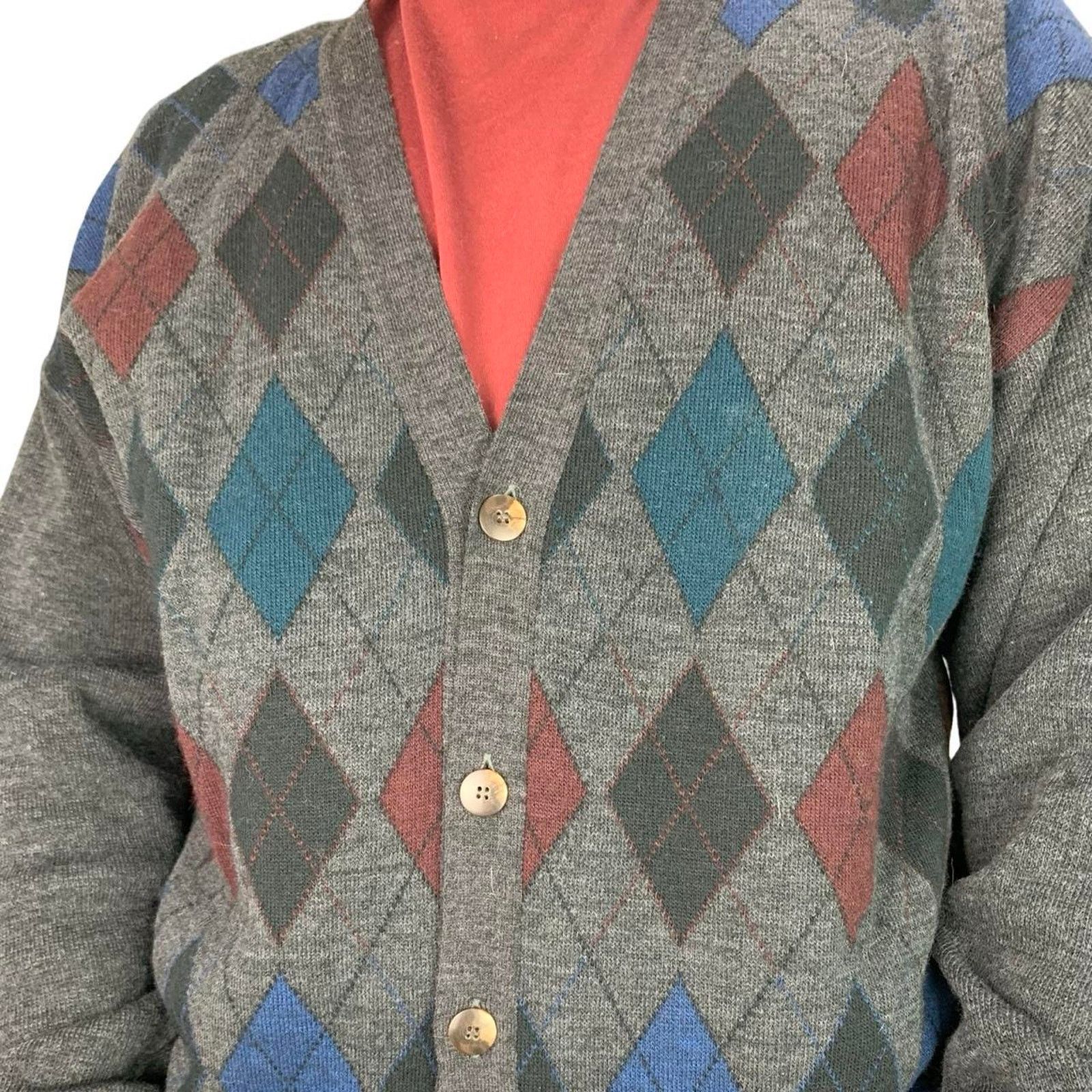 Vintage Vintage 90s Italian Wool Cardigan Sweater Size US L / EU 52-54 / 3 - 3 Thumbnail