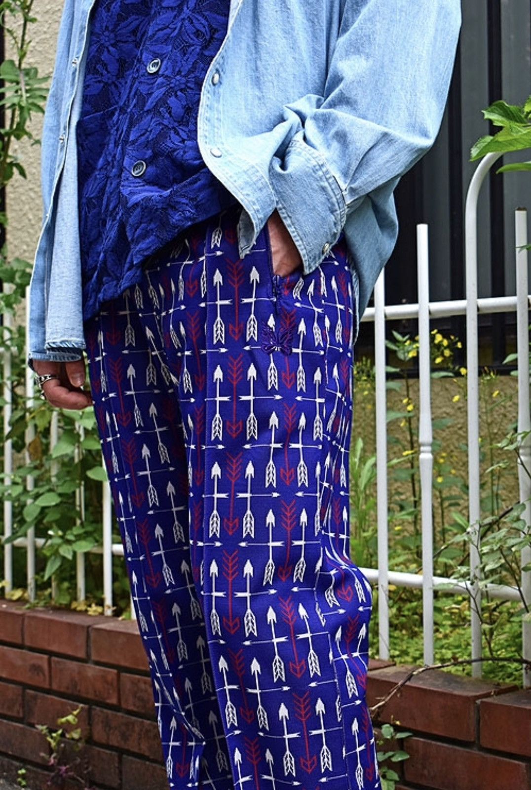 Needles !DS! DS23 Needles "Arrows" Butterfly Logo Blue Track Pants Size US 32 / EU 48 - 5 Thumbnail