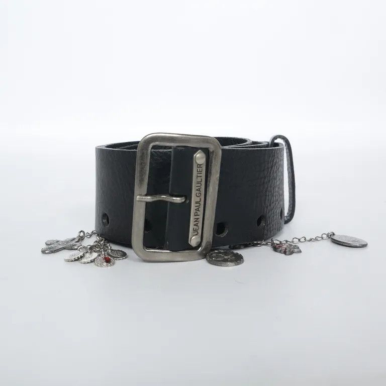 Jean Paul Gaultier S/S98 Cross Charm Pendant Leather Belt Size ONE SIZE - 1 Thumbnail