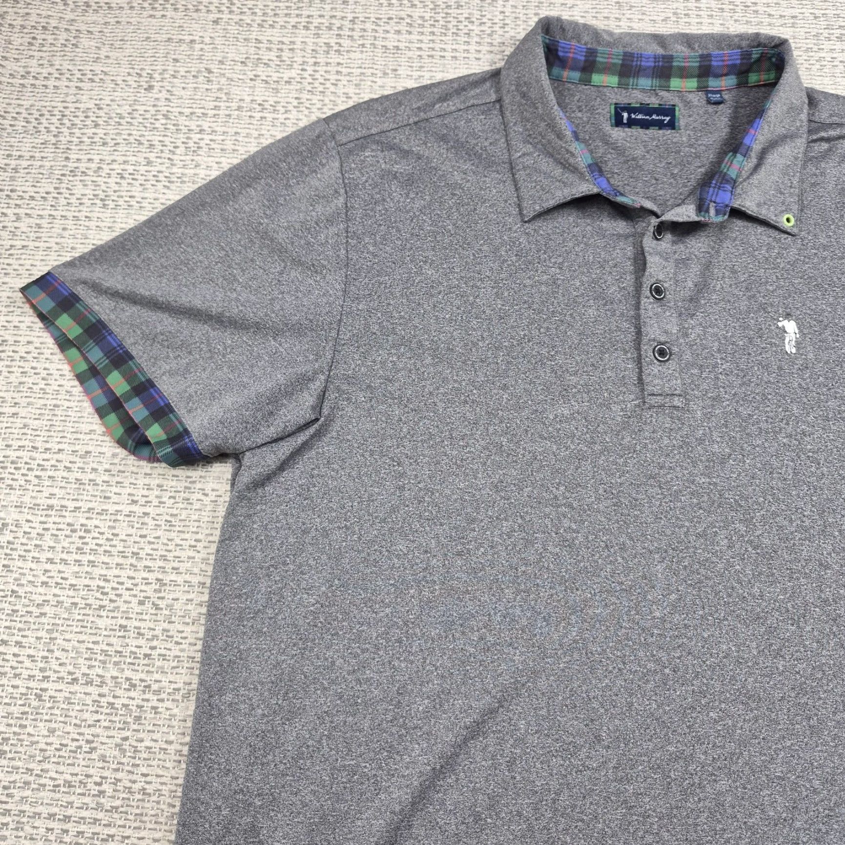 Vintage William Murray Golf Polo Shirt Mens XL Plaid Trim Performance Stretch Knit Prep Size US XL / EU 56 / 4 - 3 Thumbnail