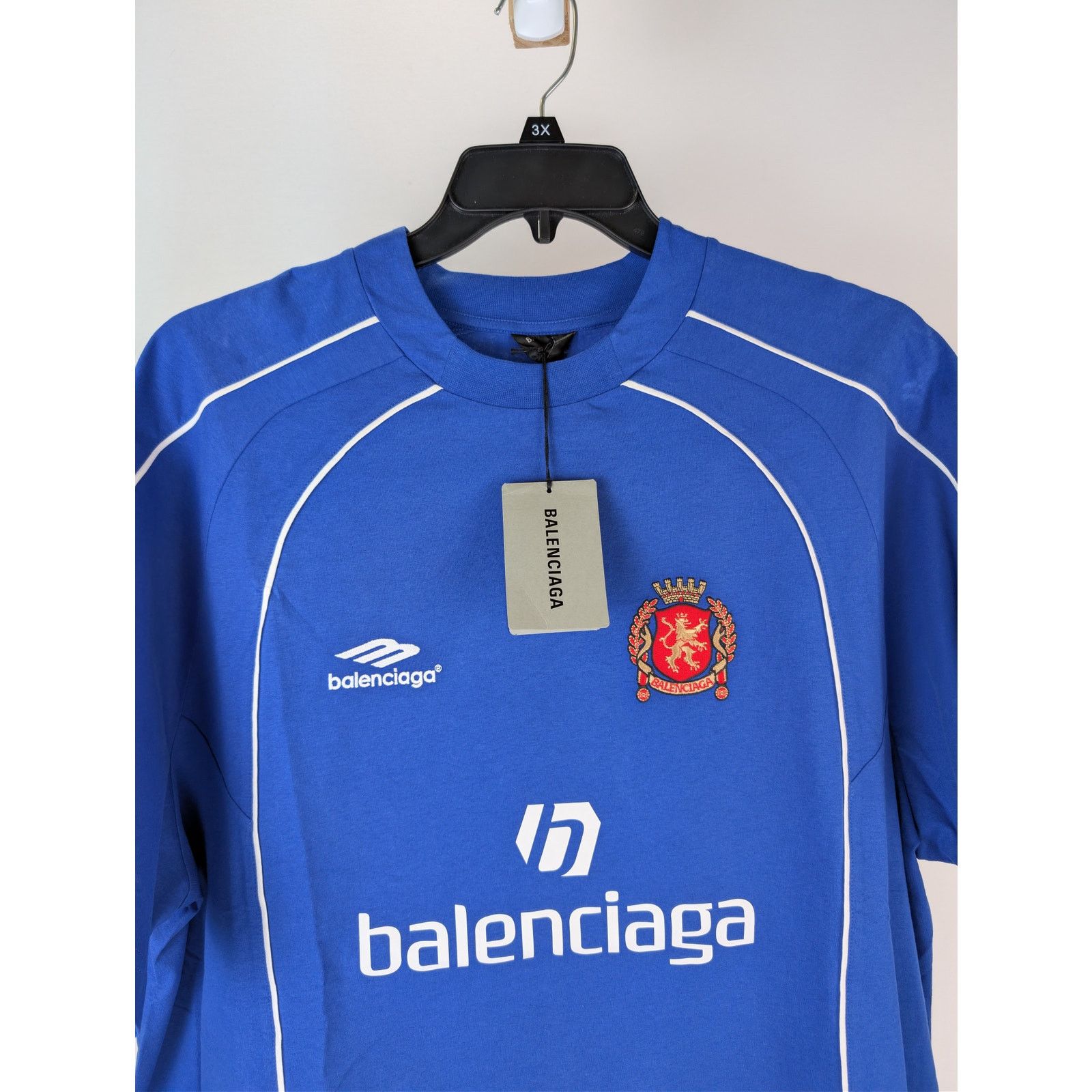 Balenciaga o1rshd1 Oversized Soccer T-Shirt Dry Jersey in Blue Size US M / EU 48-50 / 2 - 6 Thumbnail