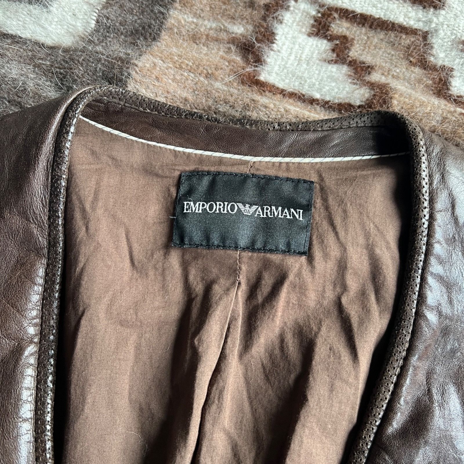 Emporio Armani Vintage Emporio Armani Perforated Leather Jacket 0009BC Size L / US 10 / IT 46 - 6 Thumbnail