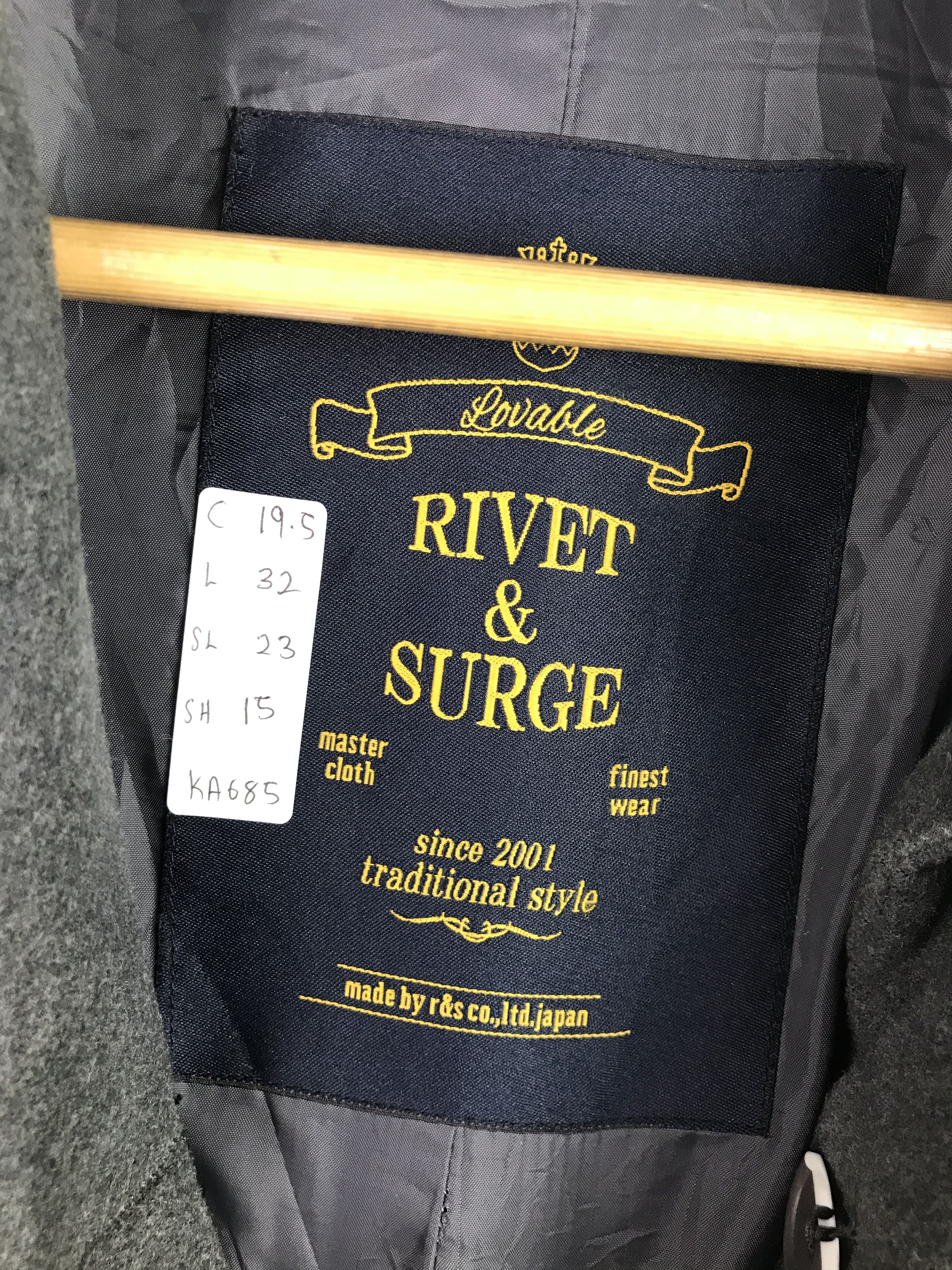 Japanese Brand × Vintage Vintage Rivet & Surge Rare Design Wool Long Jacket Size US M / EU 48-50 / 2 - 4 Thumbnail