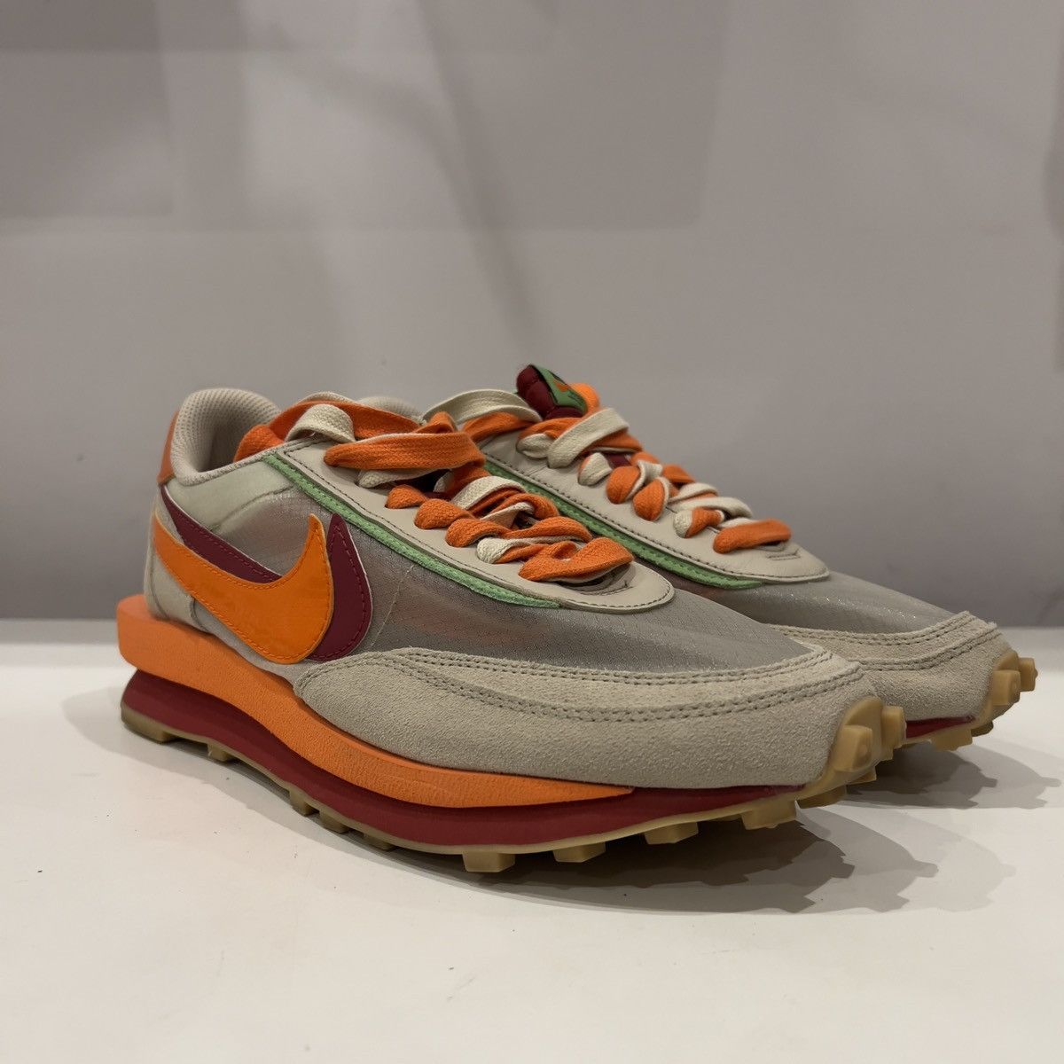 CLOT × Nike × Sacai Nike Waffle x Sacai CLOT Kiss Of Death Net Orange Blaze Size US 8.5 / EU 41-42 - 10 Thumbnail