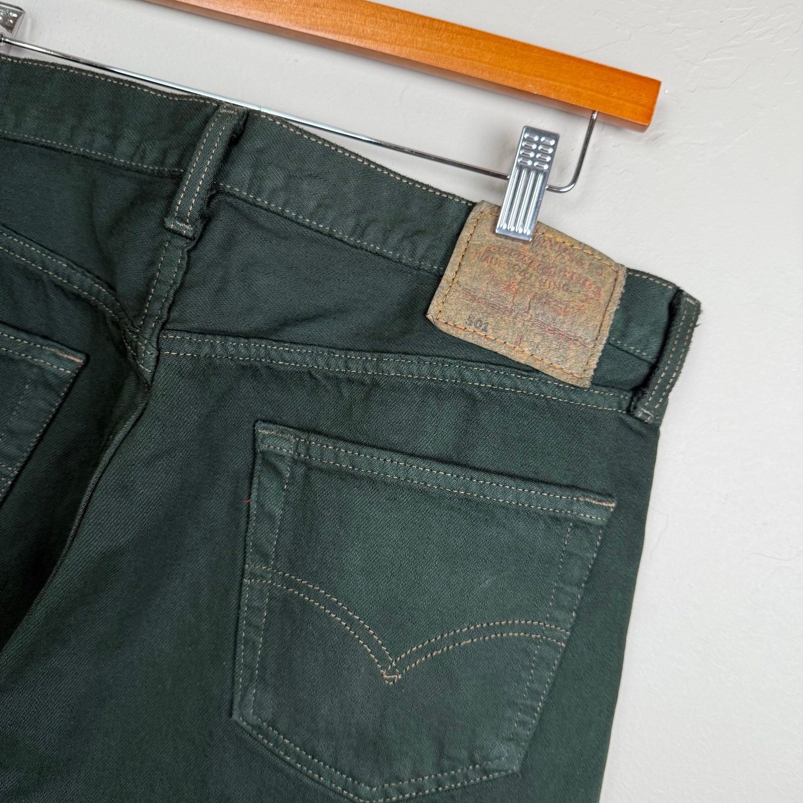 Levi's 90s Levi 501 Green Dyed Denim Button Fly Straight Jean 36x30 Size US 36 / EU 52 - 4 Thumbnail