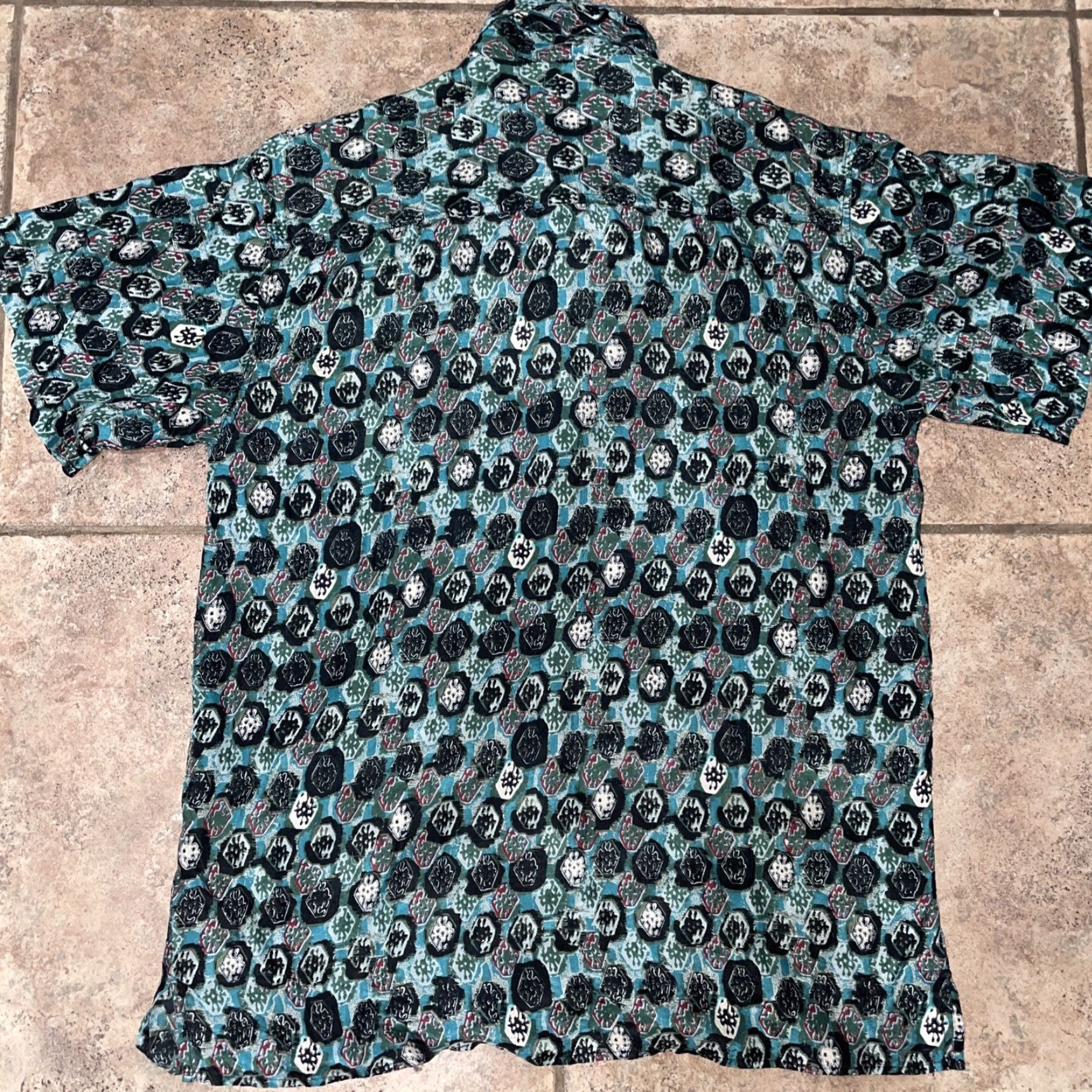 Vintage Robert Stock Silk Shirt Mens L Blue Short Sleeve Button-Up Size US L / EU 52-54 / 3 - 4 Thumbnail