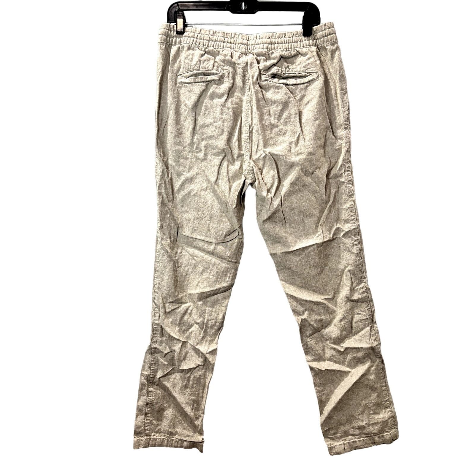 Onia ONIA Women's Khaki High-Waist Linen Drawstring Trouser Sz M Size 28" / US 6 / IT 42 - 2 Thumbnail