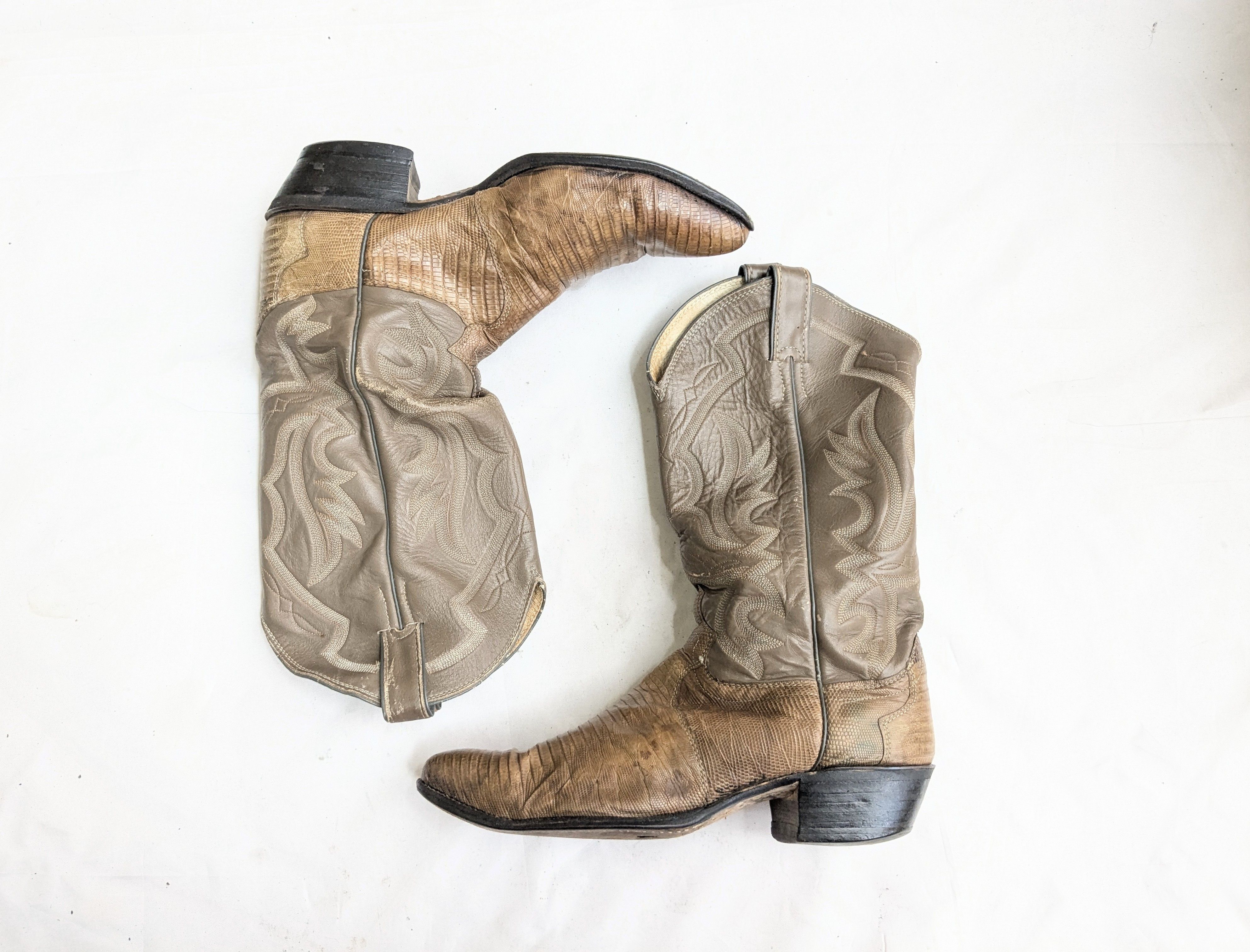Other Vintage Justin Cowboy Boots Brown Lizard Leather 9.5 D Size US 9.5 / EU 42-43 - 1 Thumbnail