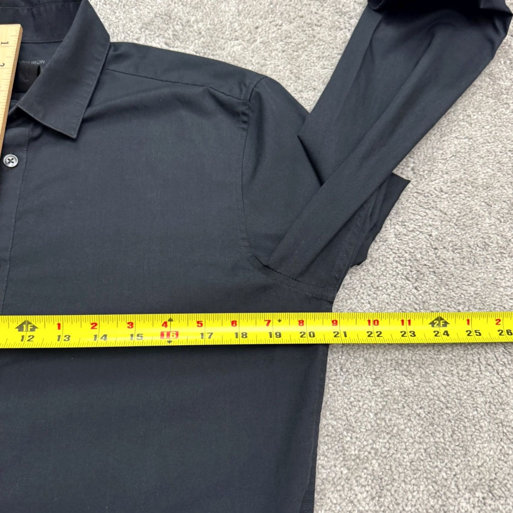 H&M H&M Slim Fit Easy Iron Dress Shirt Mens M Black Long Sleeve Classic Work Shirt Size 40R - 7 Thumbnail