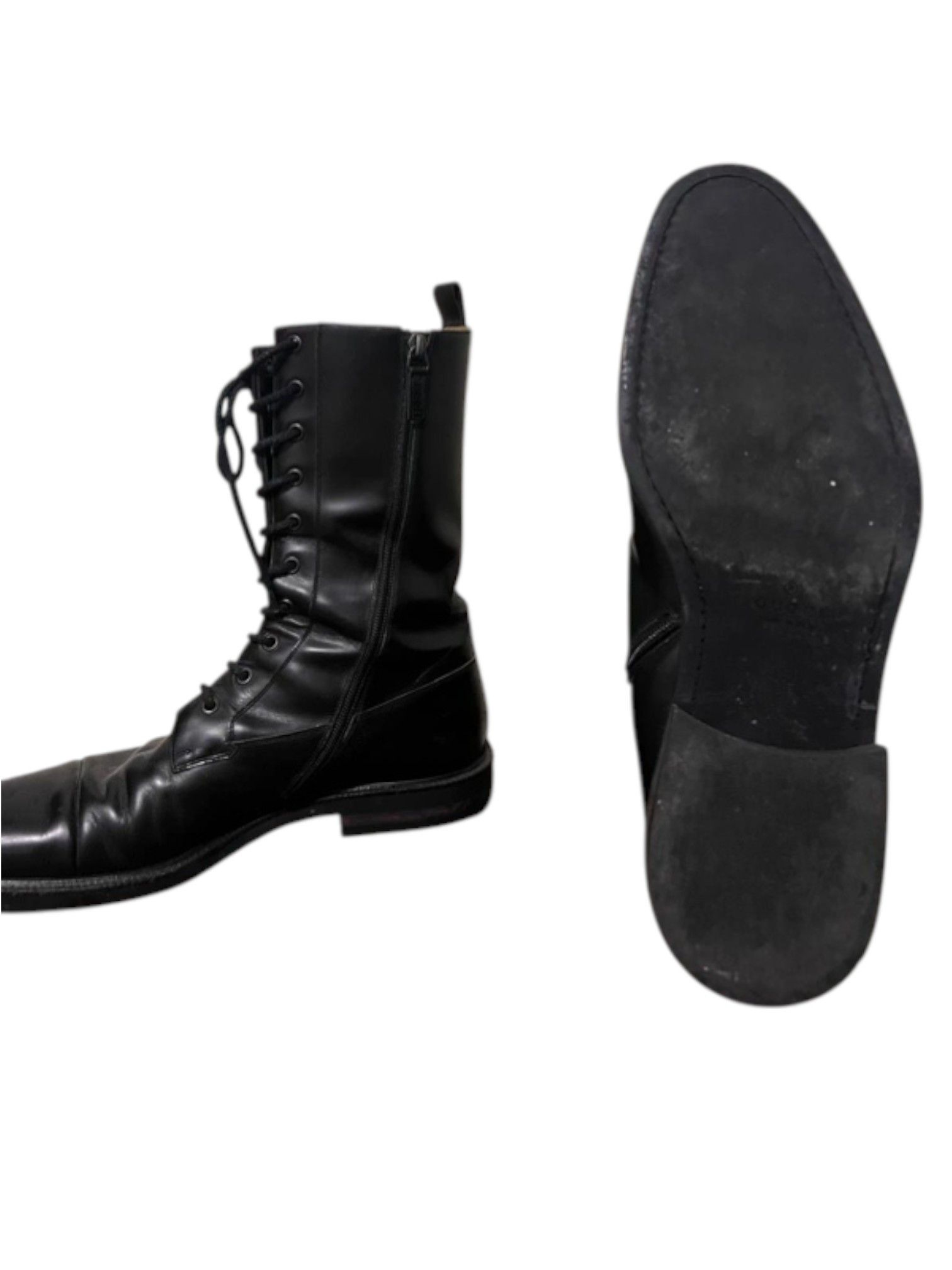 Gucci Gucci Black Leather Side Zip Lace-Up Boots – Early 2000s Size US 11 / EU 44 - 4 Thumbnail