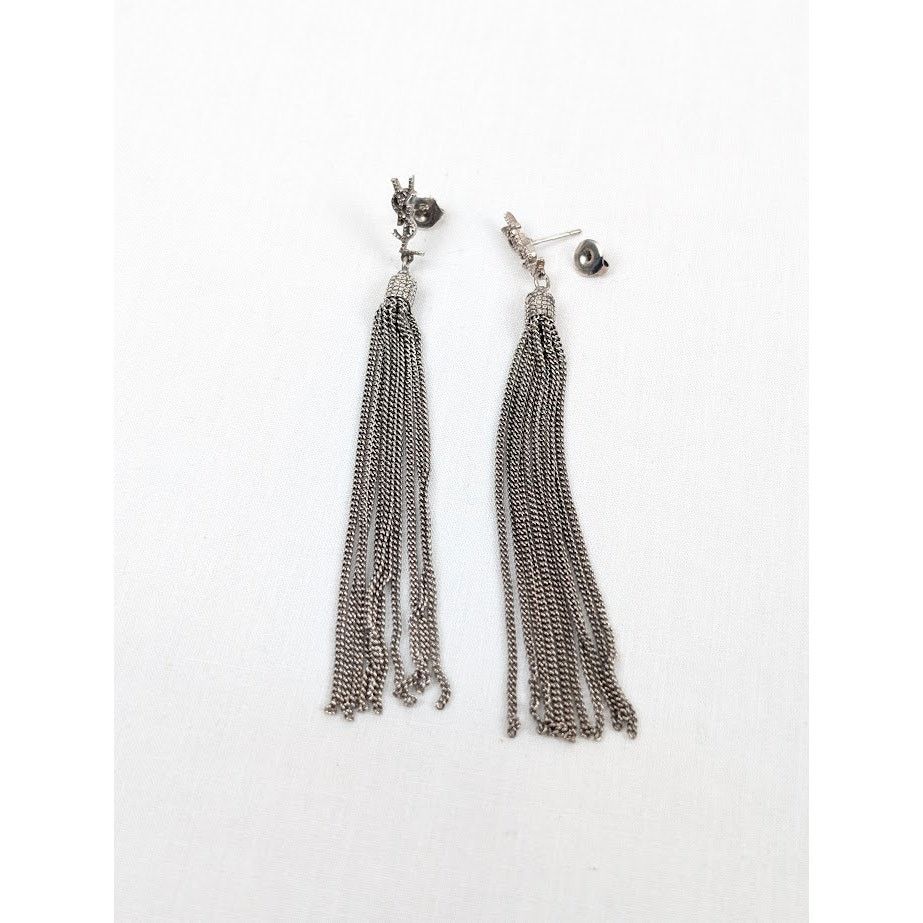 Saint Laurent Paris o1rshd1 Size: OS / Metal Brass Earrings in Argent Oxyde Size ONE SIZE - 1 Thumbnail