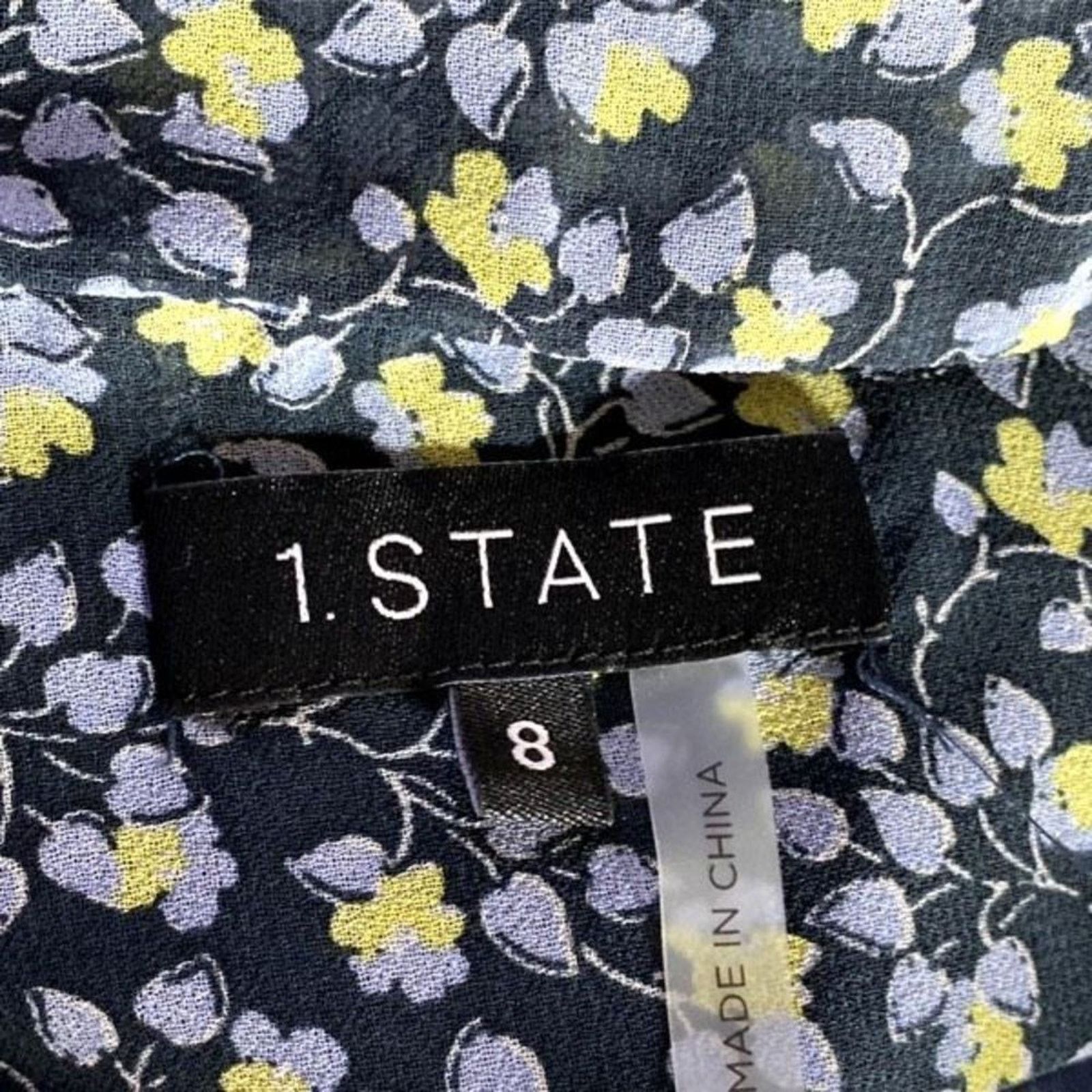 Nordstrom 1. State Blue Yellow Floral Ruched Mini Wrap Skirt Size 8 Size 30" / US 8 / IT 44 - 4 Thumbnail