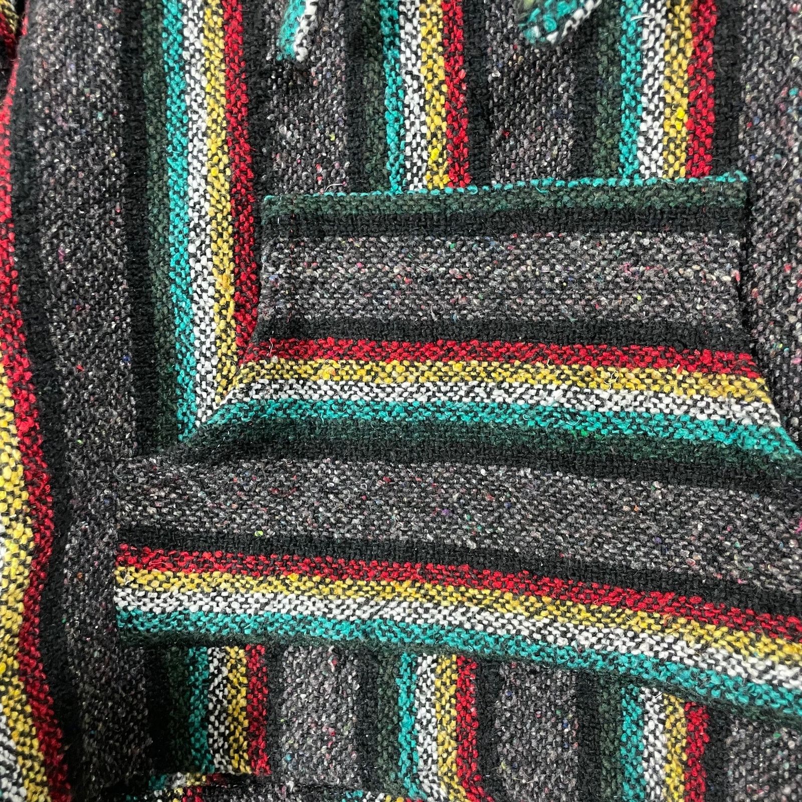 Franks Frank's Gray & Black Striped Baja Mexican Hoodie - Small Size US S / EU 44-46 / 1 - 3 Thumbnail