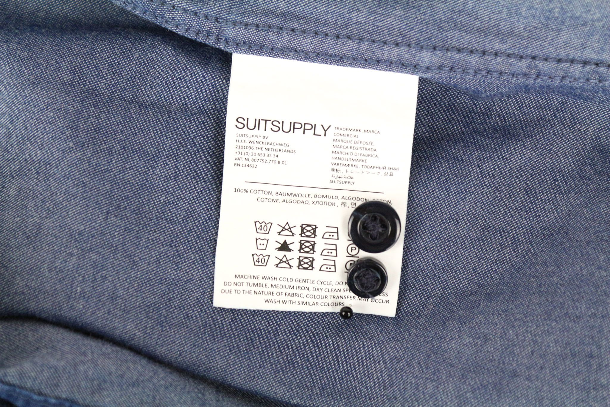 Suitsupply ~S Blue Cotton Polo Denim Look Shirt 72845 Size US S / EU 44-46 / 1 - 5 Thumbnail