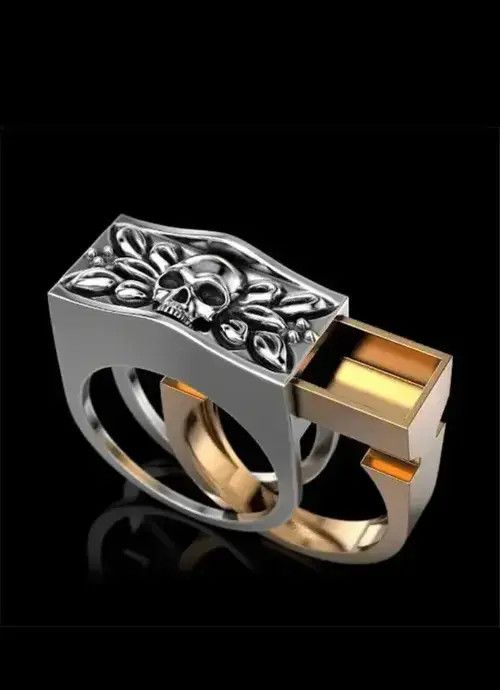 High Sport Skull Ring Secret Compartment Ring (size 6-12) Size ONE SIZE - 2 Thumbnail
