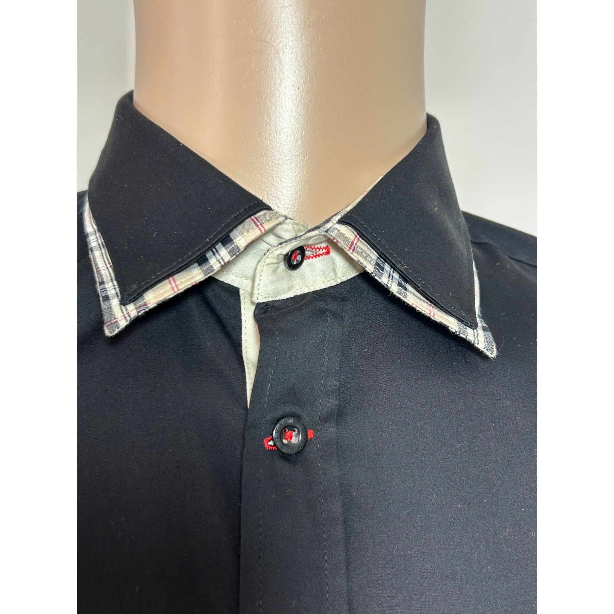 Other Envy Men’s Button Up Black Shirt, L Slim Fit Contrasting Pla Size US L / EU 52-54 / 3 - 13 Thumbnail
