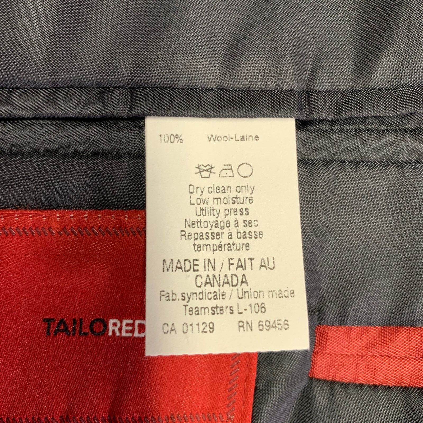 Other TAILO RED Grey Blue Pinstripe Wool Single Breasted Suit Size 40R - 11 Thumbnail