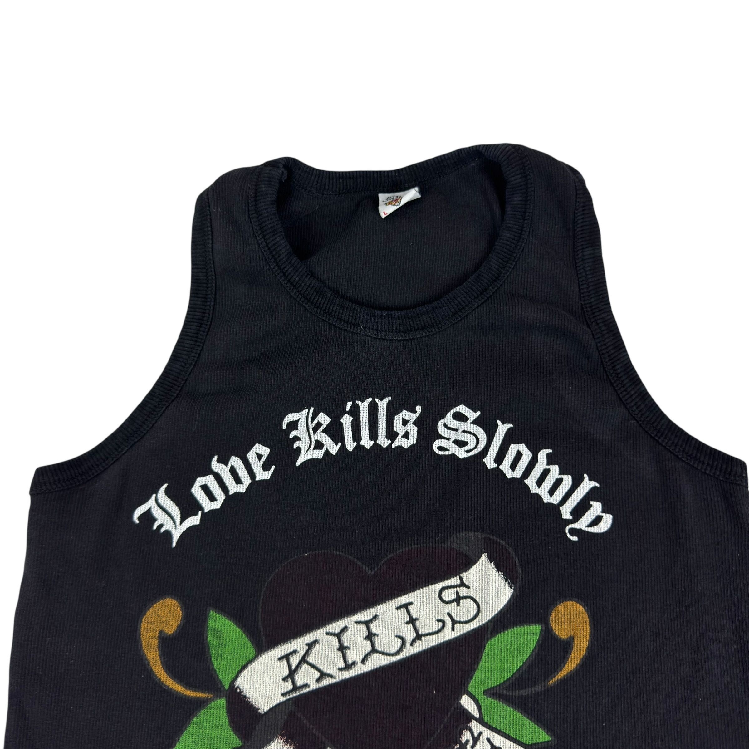 Ed Hardy × Vintage Ed Hardy Women Black White Skull Love Kills Slowly Top Large Size L / US 10 / IT 46 - 2 Thumbnail