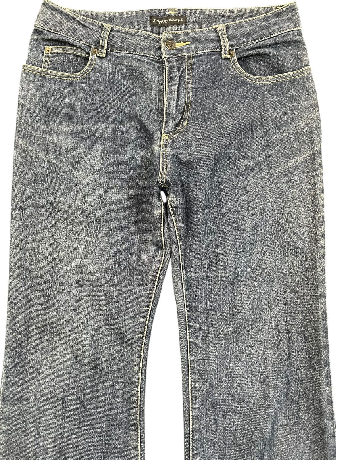 Who Decides War Vintage Schwrzwarld Flare Bell Bottom Denim Size US 31 - 2 Thumbnail