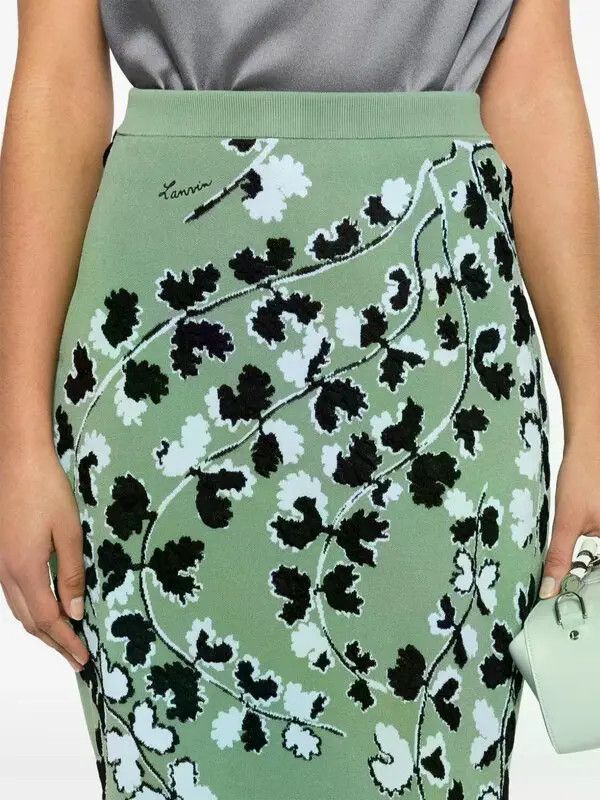 Lanvin o1y0326 Mini Skirt in Sage Green/Black Size 27" / US 4 / IT 40 - 4 Thumbnail