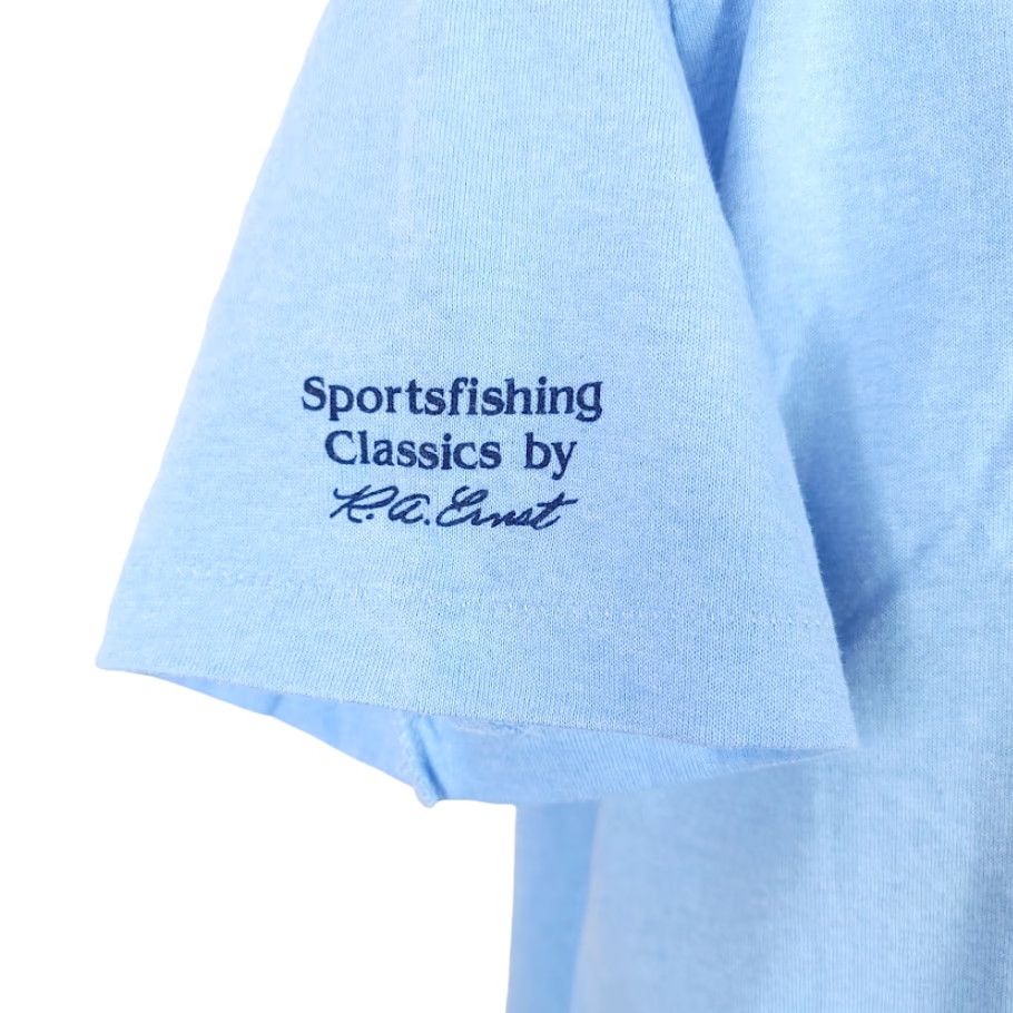 Jerzees VINTAGE Jerzees Spinning Bass T Shirt Mens Large Blue 80s Sport Fishing Made In USA CMF Size US L / EU 52-54 / 3 - 6 Thumbnail