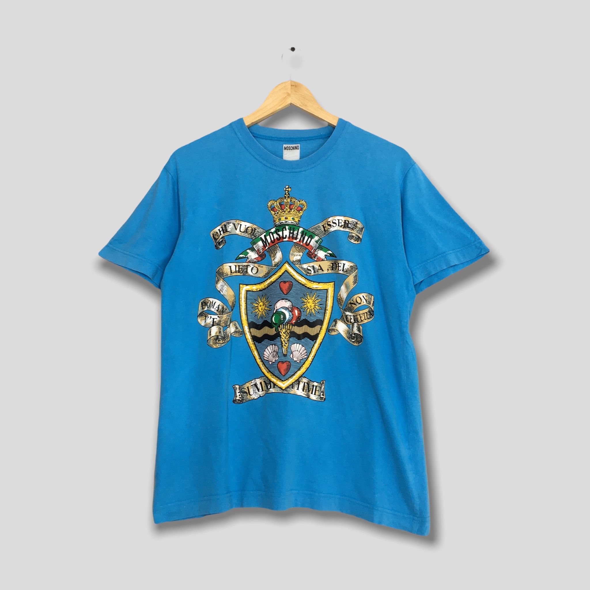 image of Italian Designers x Moschino Vintage 1990S Moschino Jeans Italy Baroque T Shirt Medium in Blue