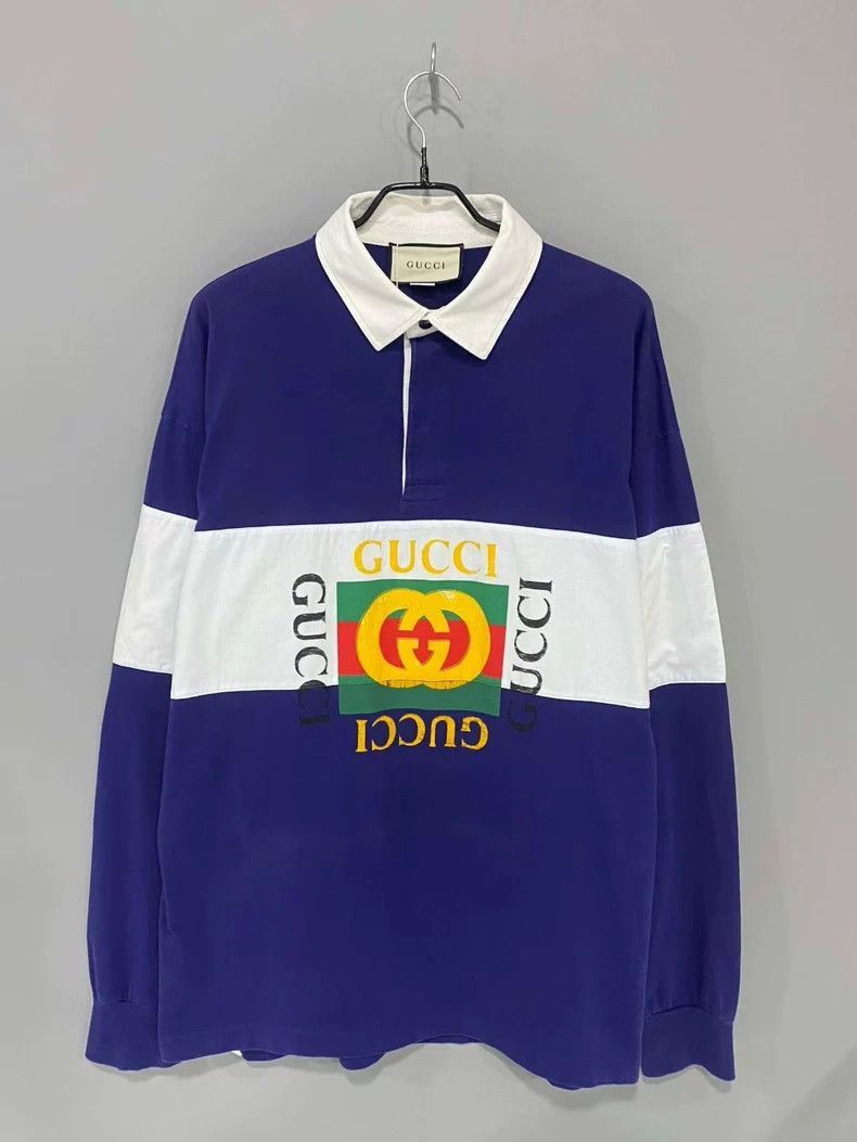Gucci Blue and White Gucci Polo Shirt-2507