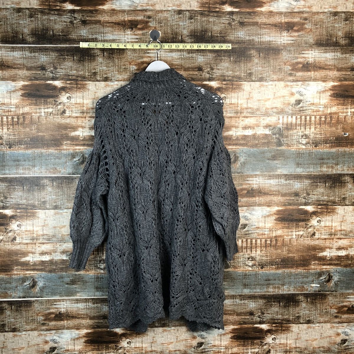 Homespun Knitwear Shided Grey crochet Cardigan Knitwear #A2355 Size L / US 10 / IT 46 - 13 Thumbnail