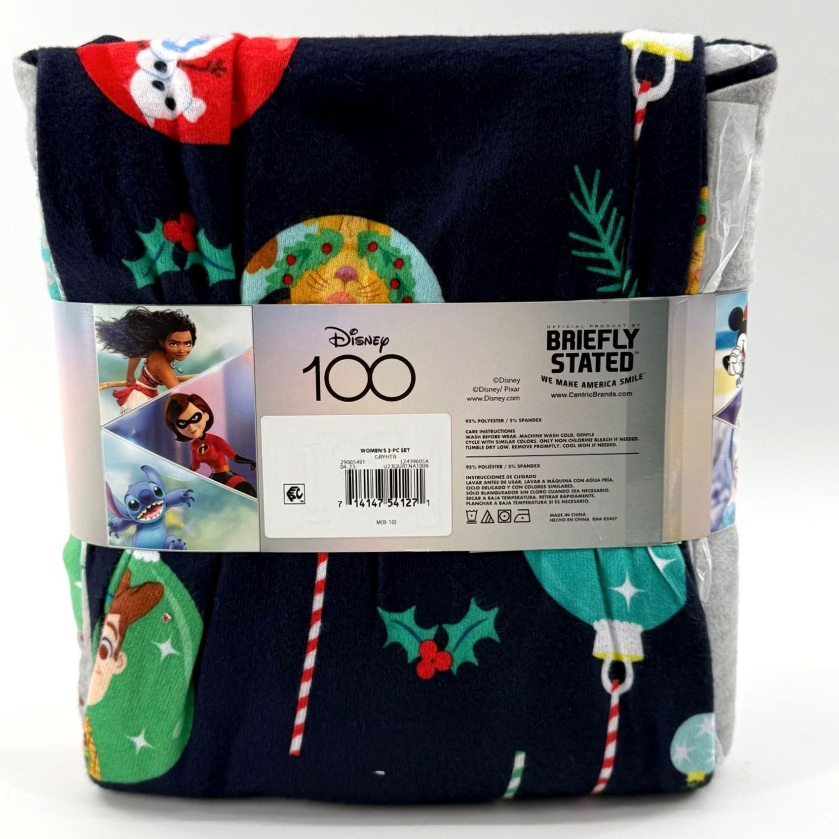 Disney Disney Pajama Set Gray/Navy 2-Piece M Women Disney 100 Holiday Mickey Olaf Woody Chip Cartoon Christmas Size ONE SIZE - 2 Thumbnail