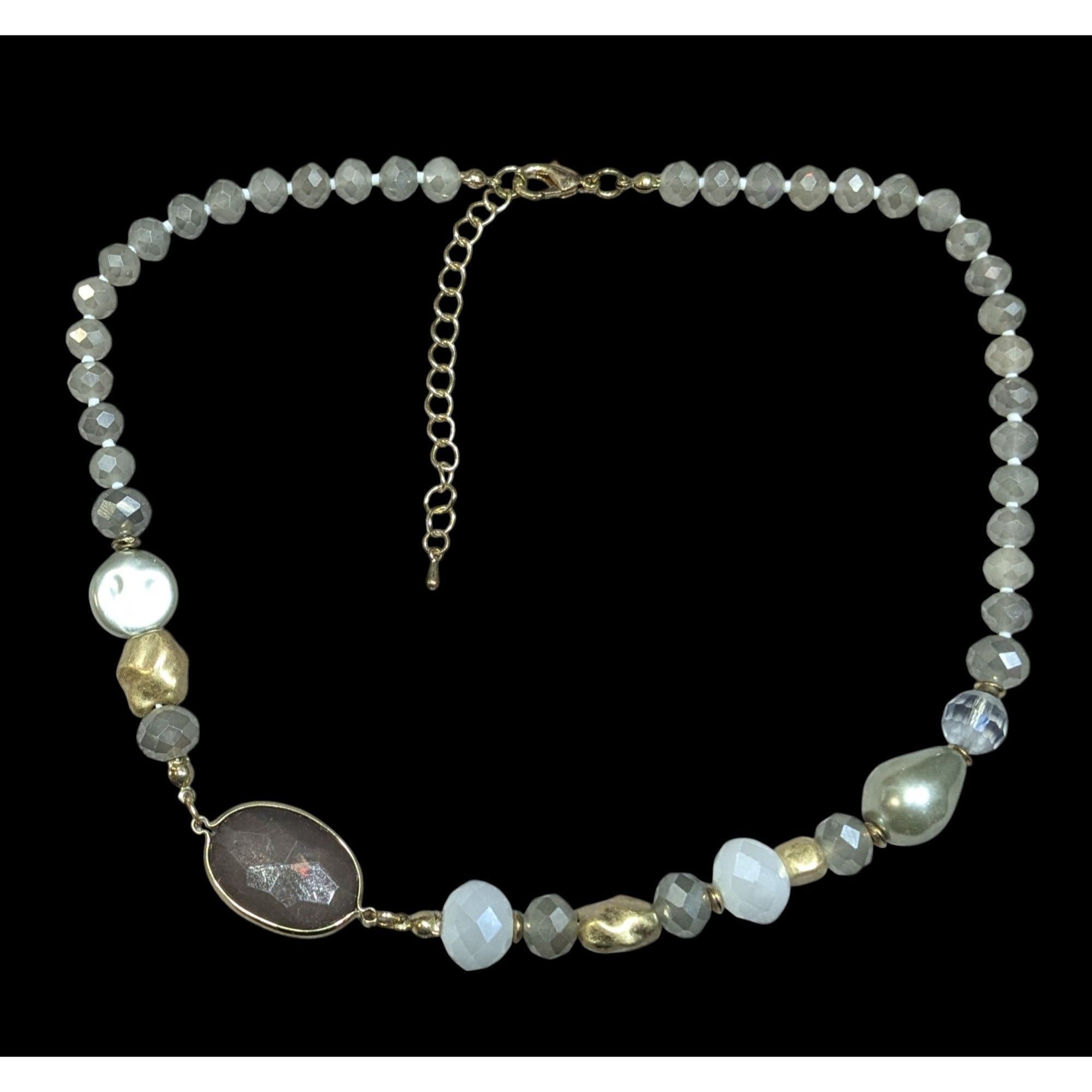 Other Bohemian Glam Asymmetrical Glass And Metal Beaded Necklace Size ONE SIZE - 1 Thumbnail