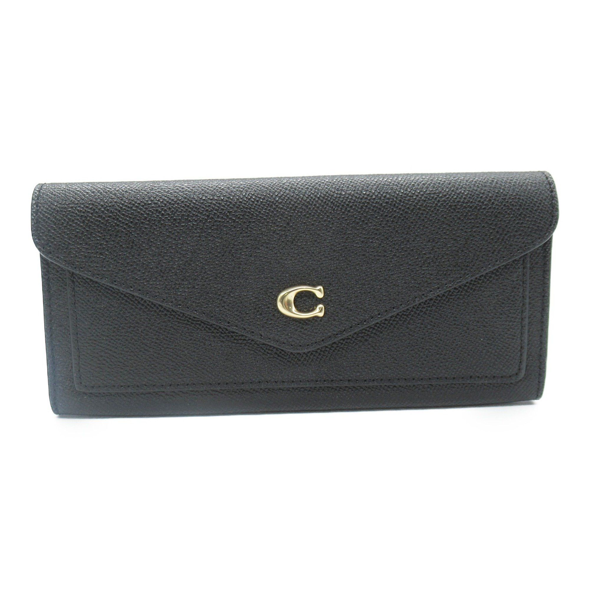 image of Coach Bifold Long Wallet Black Leather C2326Liblk, Women's