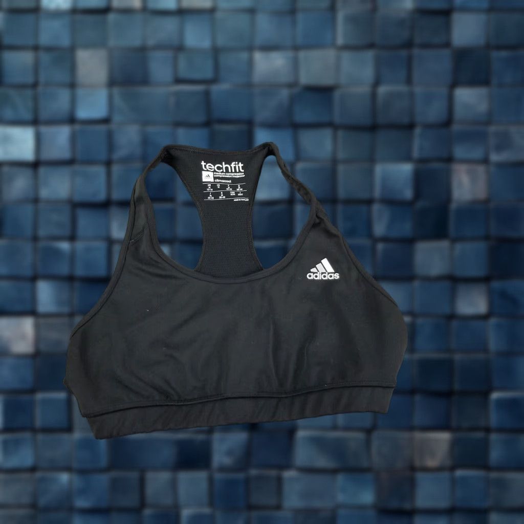 Adidas VINTAGE adidas TechFit Sports Bra Women Medium Black Activewear 90s Size ONE SIZE - 1 Thumbnail