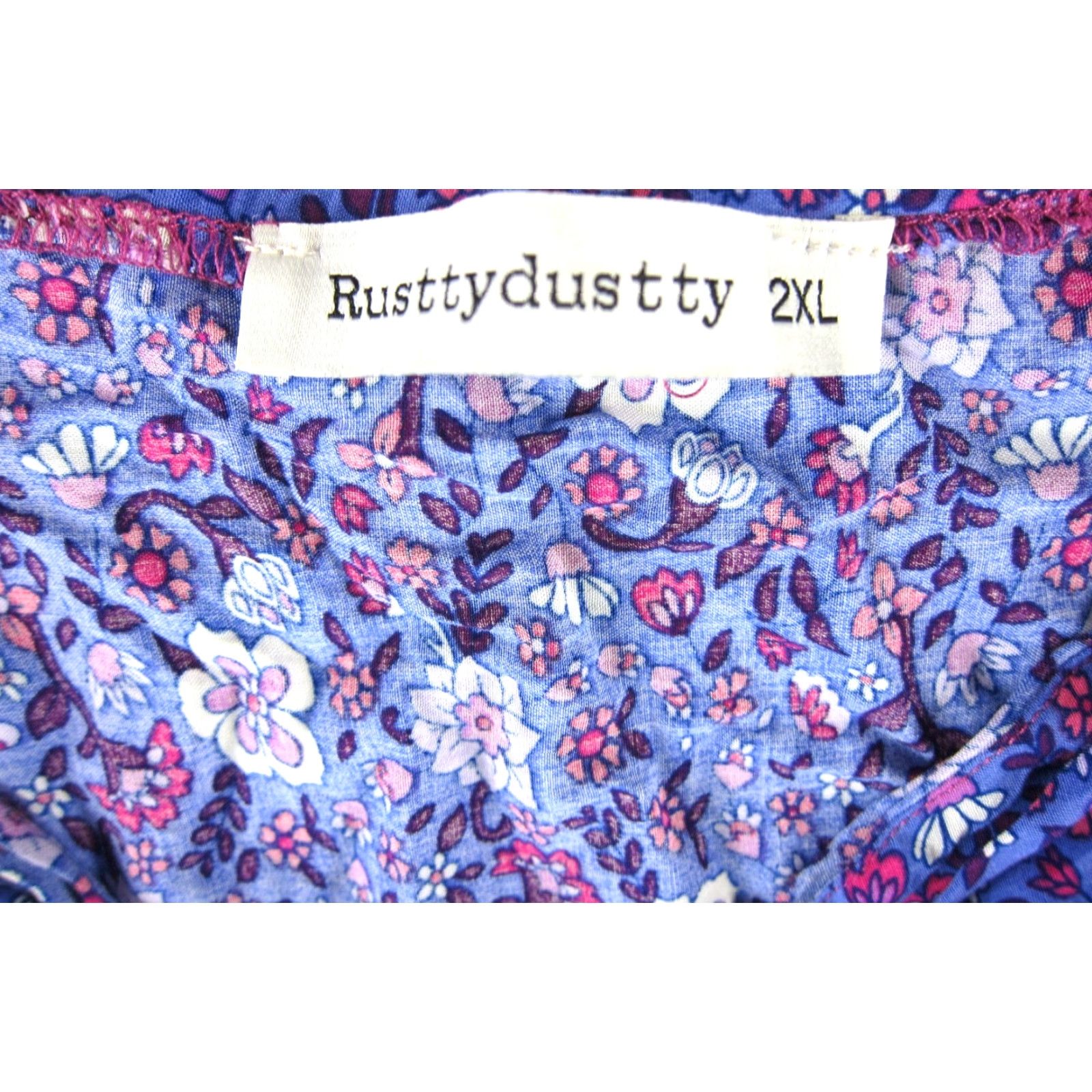 Vintage VINTAGE Rusttydustty Rayon Purple Pink White Floral Open Stomach Long Maxi Sun Dress 2XL Size XXL / US 16-18 / IT 52-54 - 3 Thumbnail