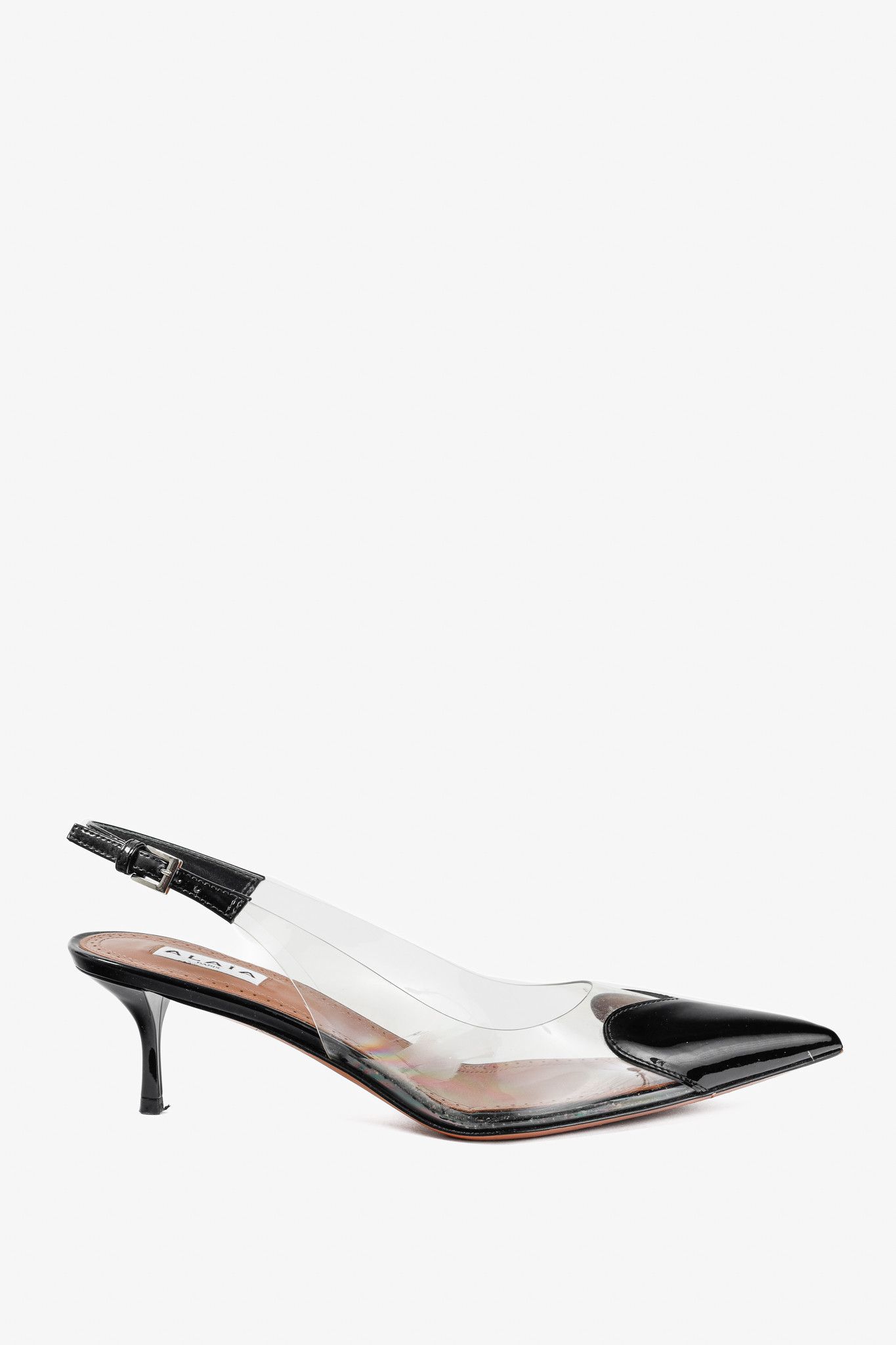 Alaia Alaia Le Coeur Patent Calfskin & PU Heart Slingback Heels Size US 7 / IT 37 - 1 Thumbnail