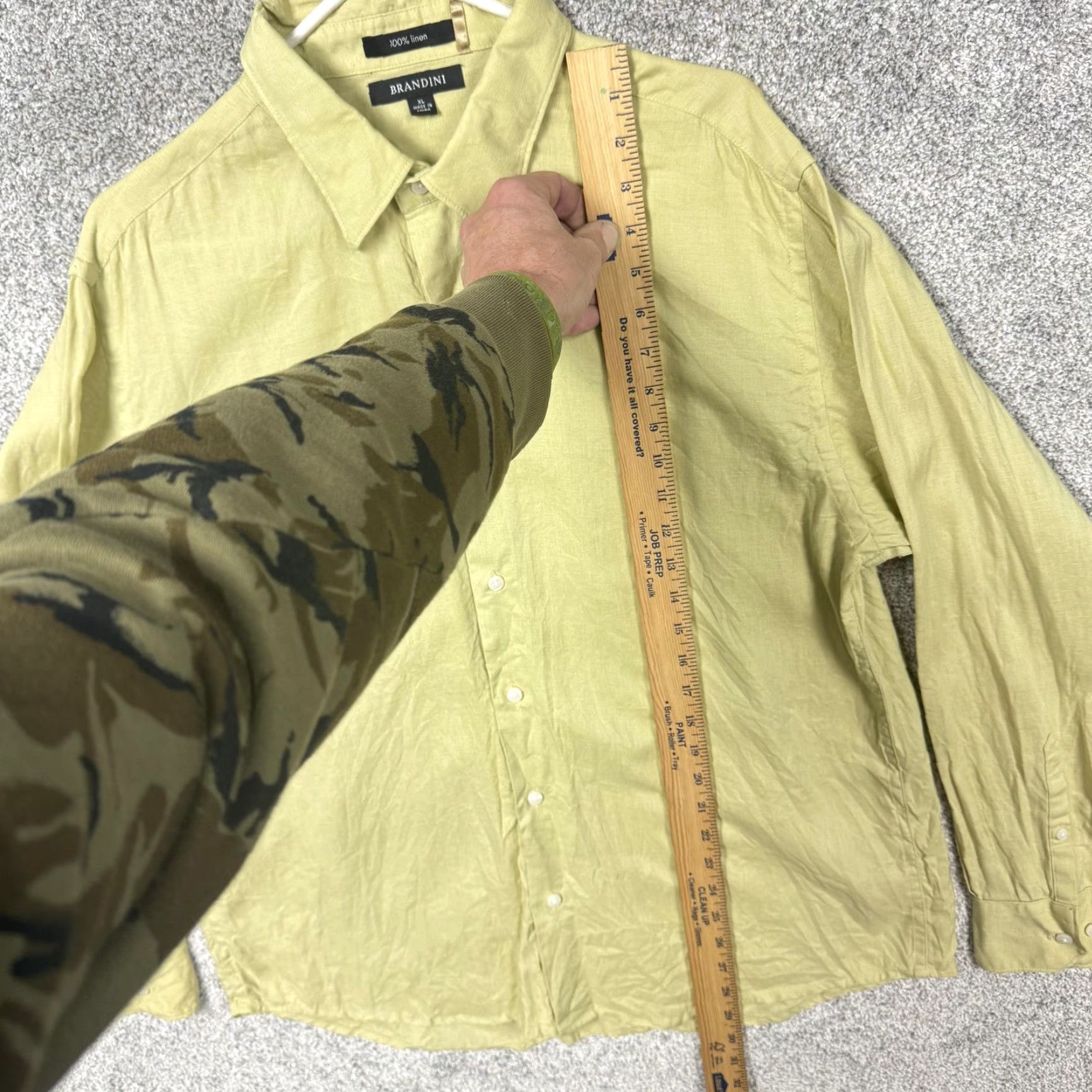 Vintage Y2K Brandini Shirt XL Green Linen Button-Up Long Sleeve Mens Casual 100% Linen Solid Collared Button Front Lightweight Breathable Contemporary Size US XL / EU 56 / 4 - 2 Thumbnail